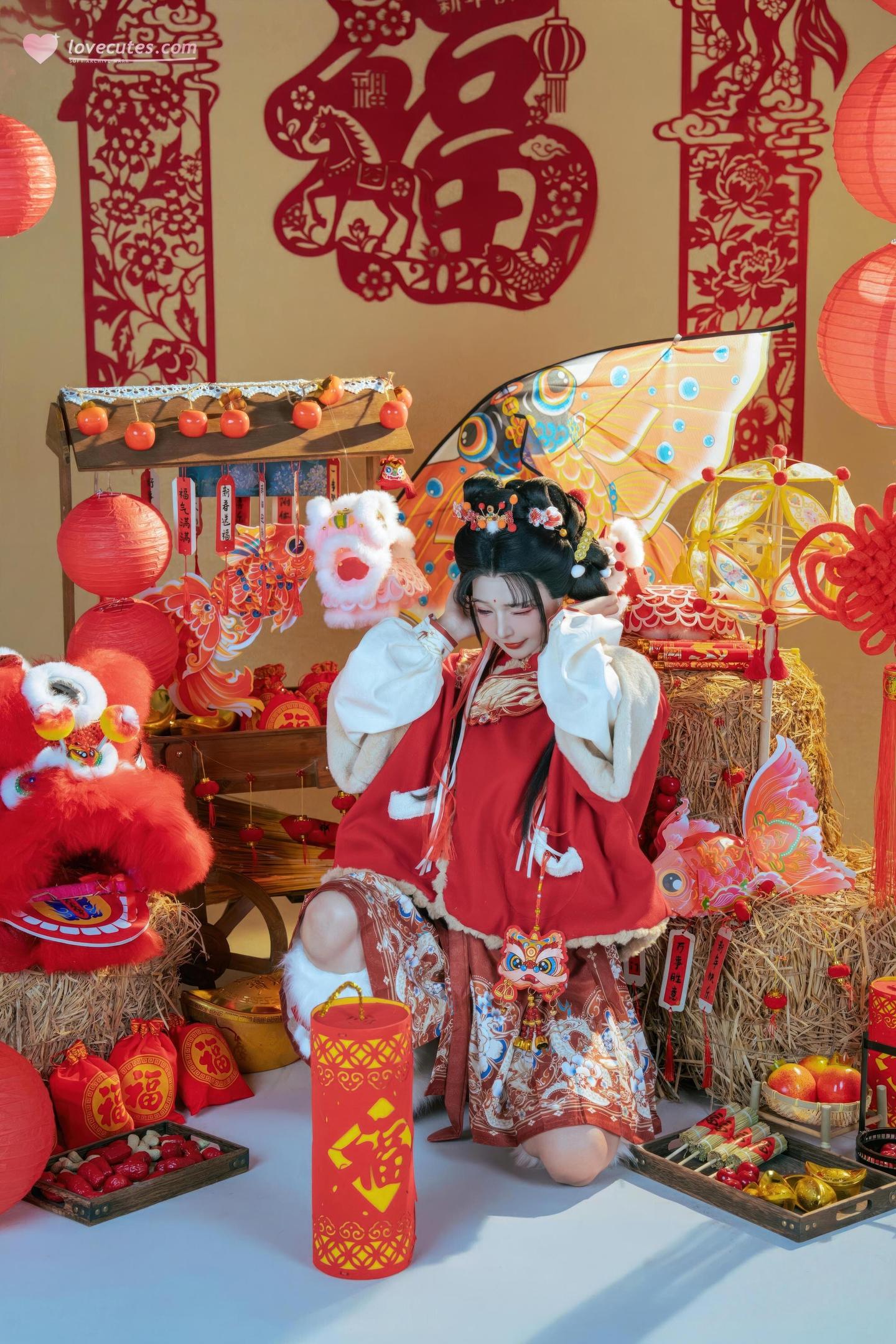 [私房] yuuhui玉汇 - 2026新春特辑 醒狮少女：新春醒狮贴纸遮点 大尺度 131P2V