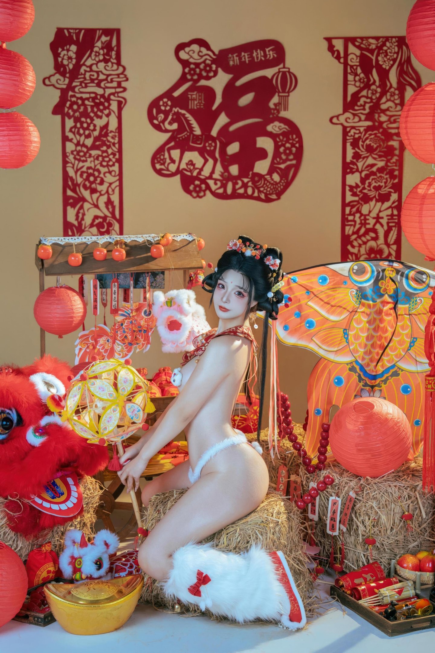 [私房] yuuhui玉汇 - 2026新春特辑 醒狮少女：新春醒狮贴纸遮点 大尺度 131P2V