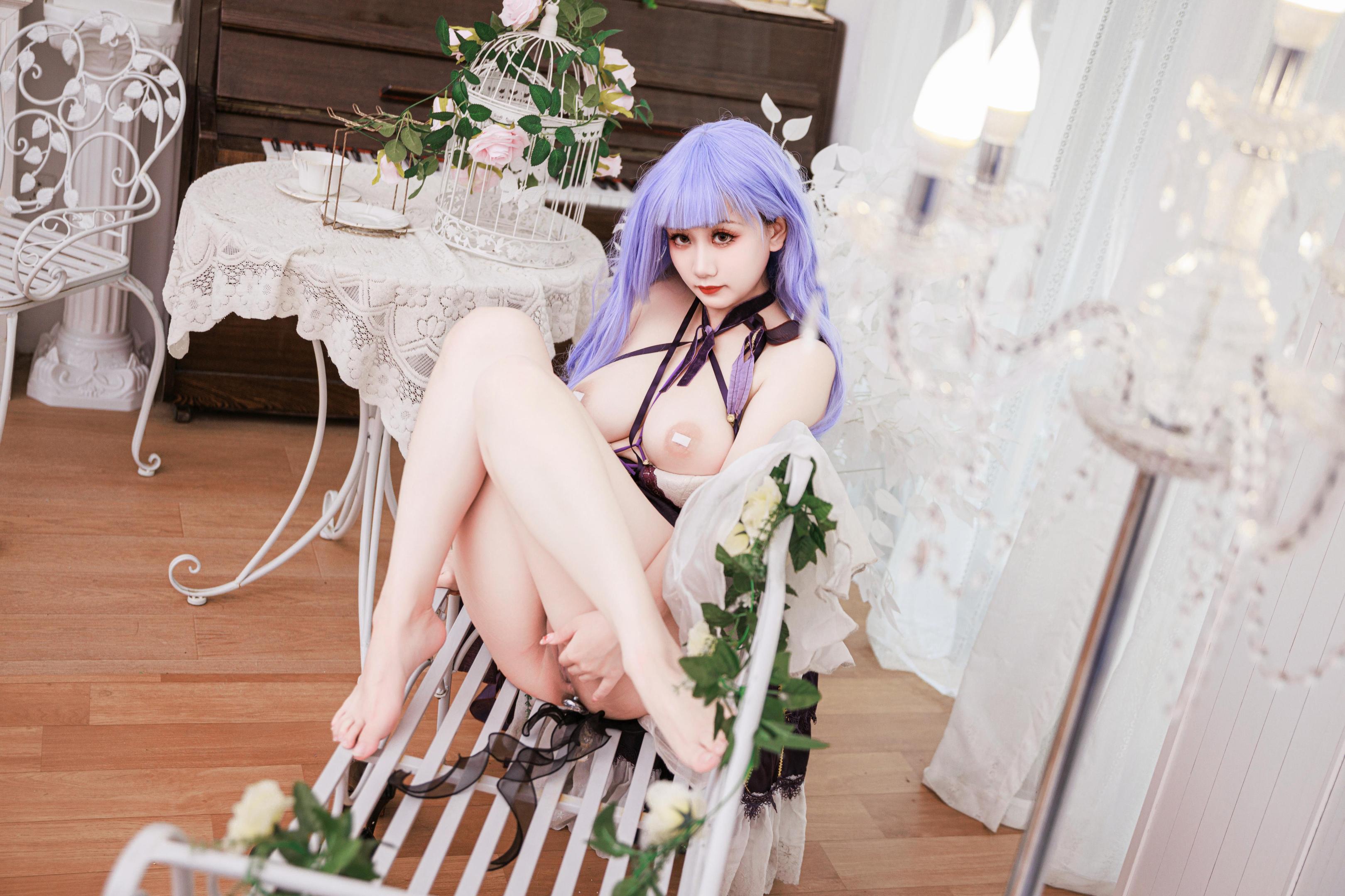 [costume play] 阿雪雪 - 黛朵礼服：紫髪のドレスと美脚の再現 78P