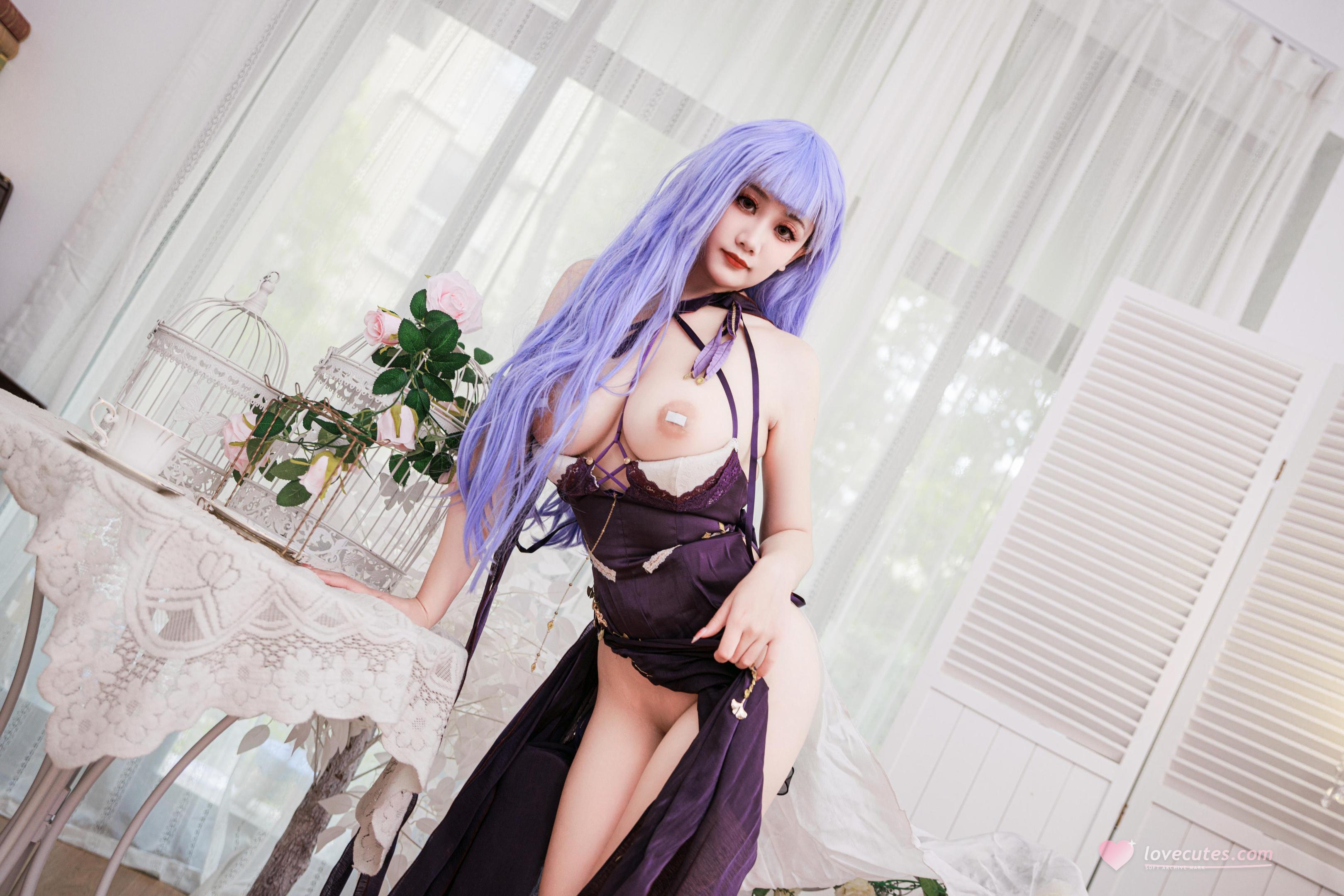 [Cosplay] A Xue Xue - Daito Dress: Purple Hair, Revealing Dress, Beautiful Legs, Character Recreation 78P