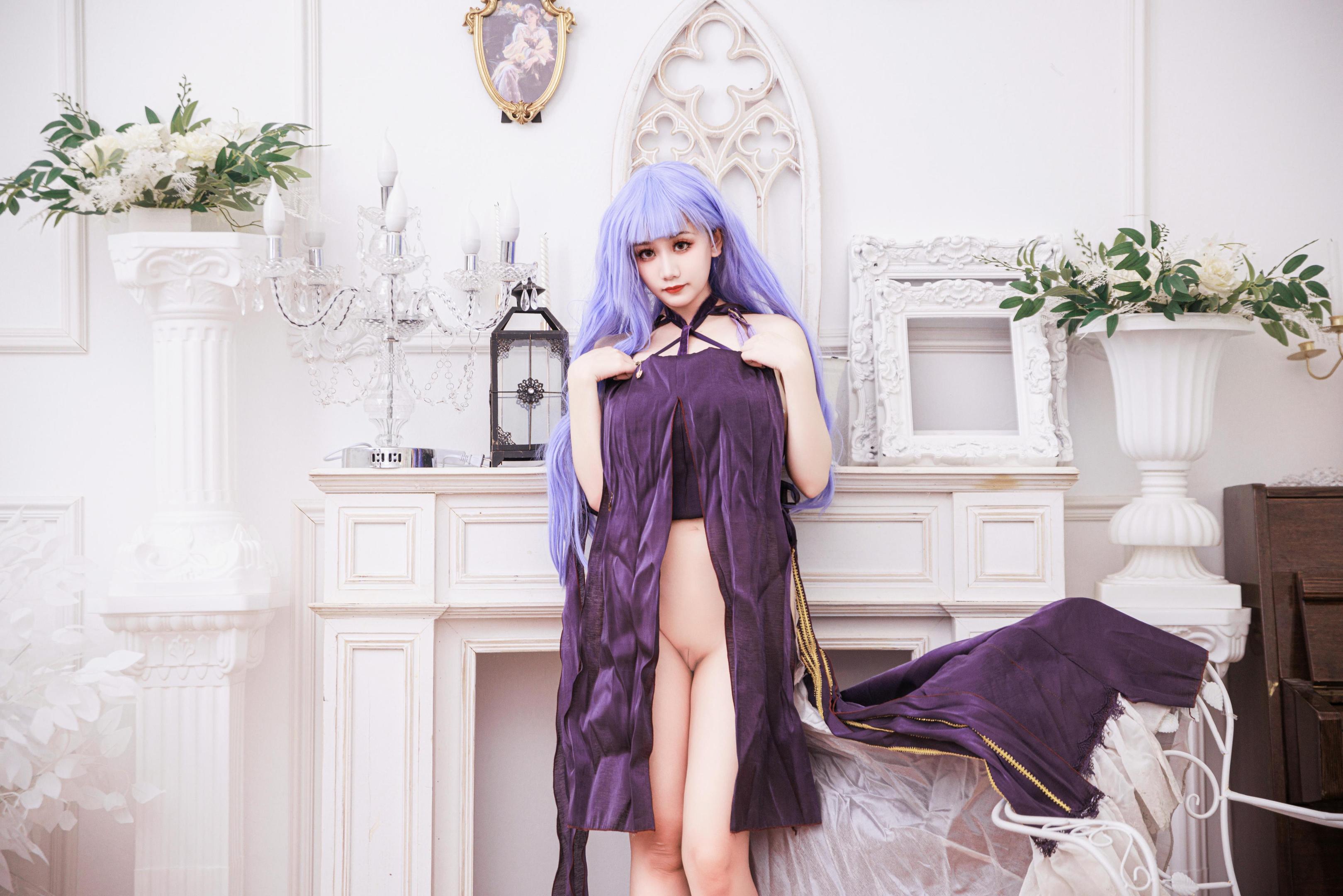 [costume play] 阿雪雪 - 黛朵礼服：紫髪のドレスと美脚の再現 78P