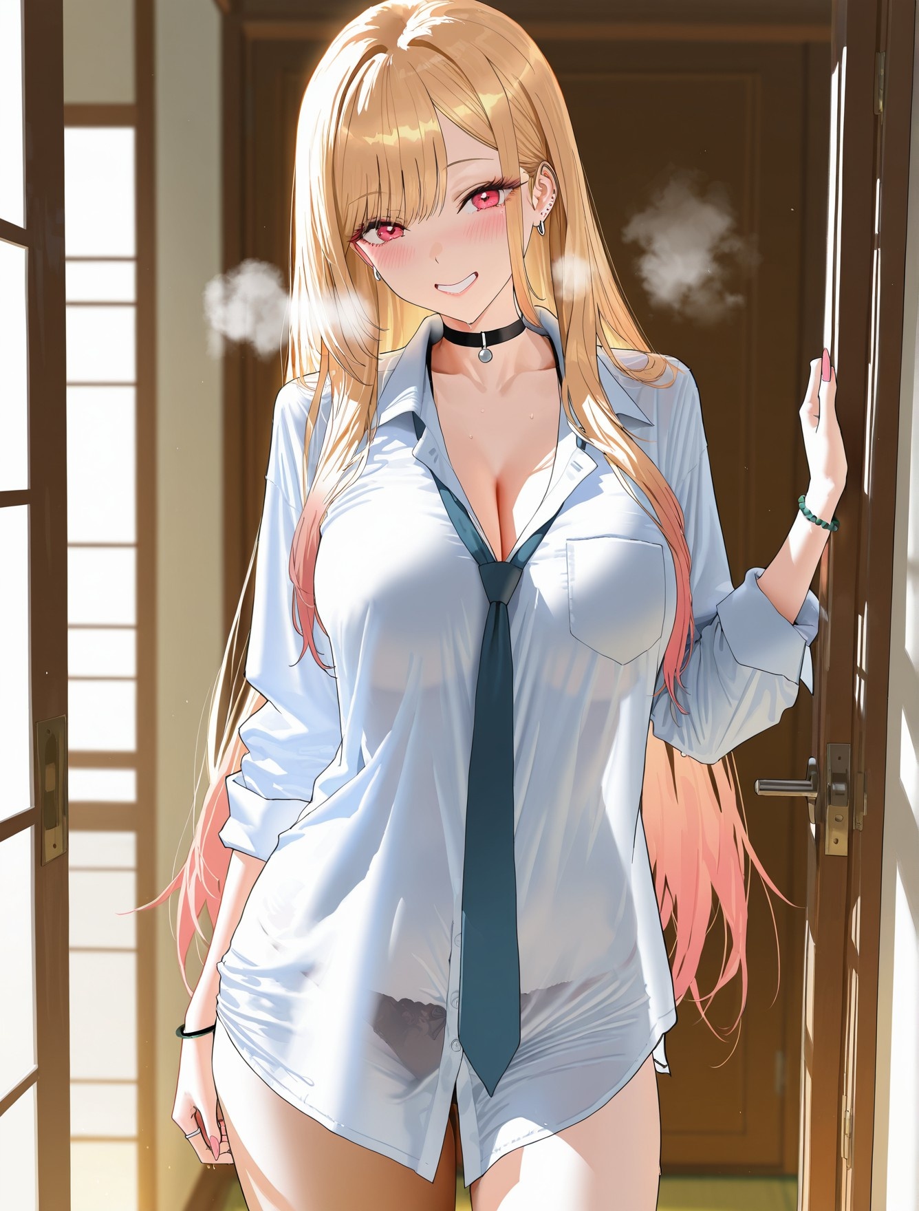 AI Generated Anime Girl - 更衣人偶坠入爱河 喜多川海梦：黑丝蕾丝内衣露穴 162P