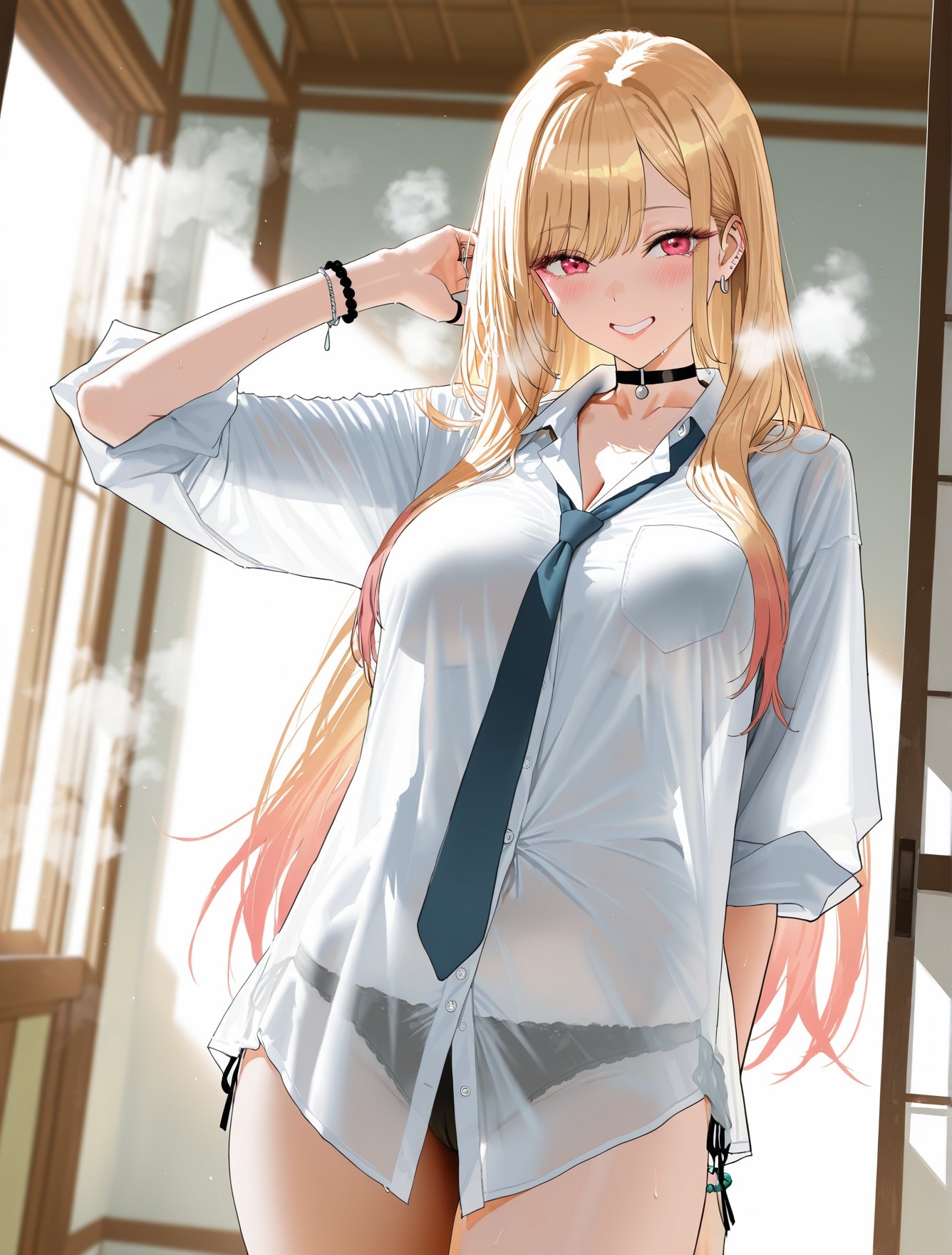 AI Generated Anime Girl - 更衣人偶坠入爱河 喜多川海梦：黑丝蕾丝内衣露穴 162P