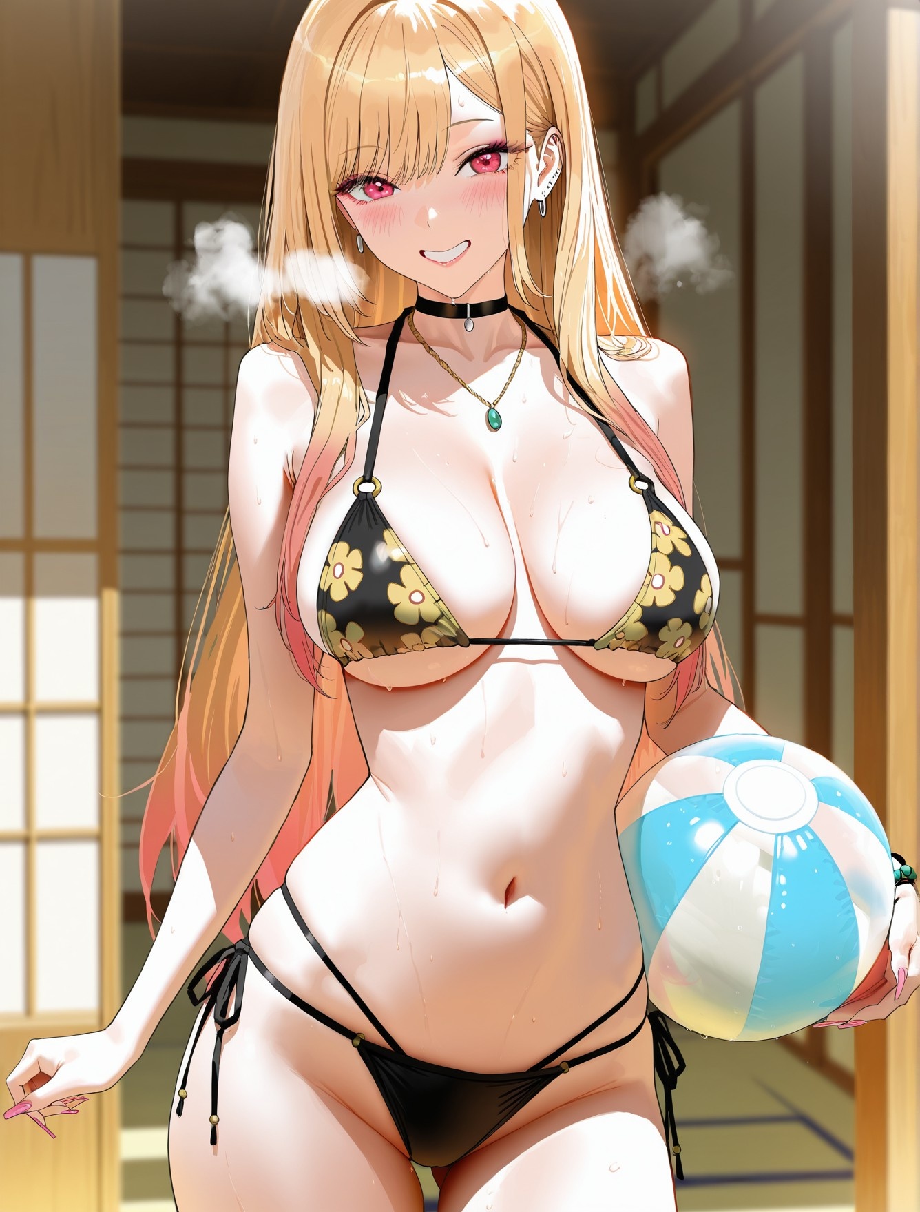 AI Generated Anime Girl - 更衣人偶坠入爱河 喜多川海梦：黑丝蕾丝内衣露穴 162P