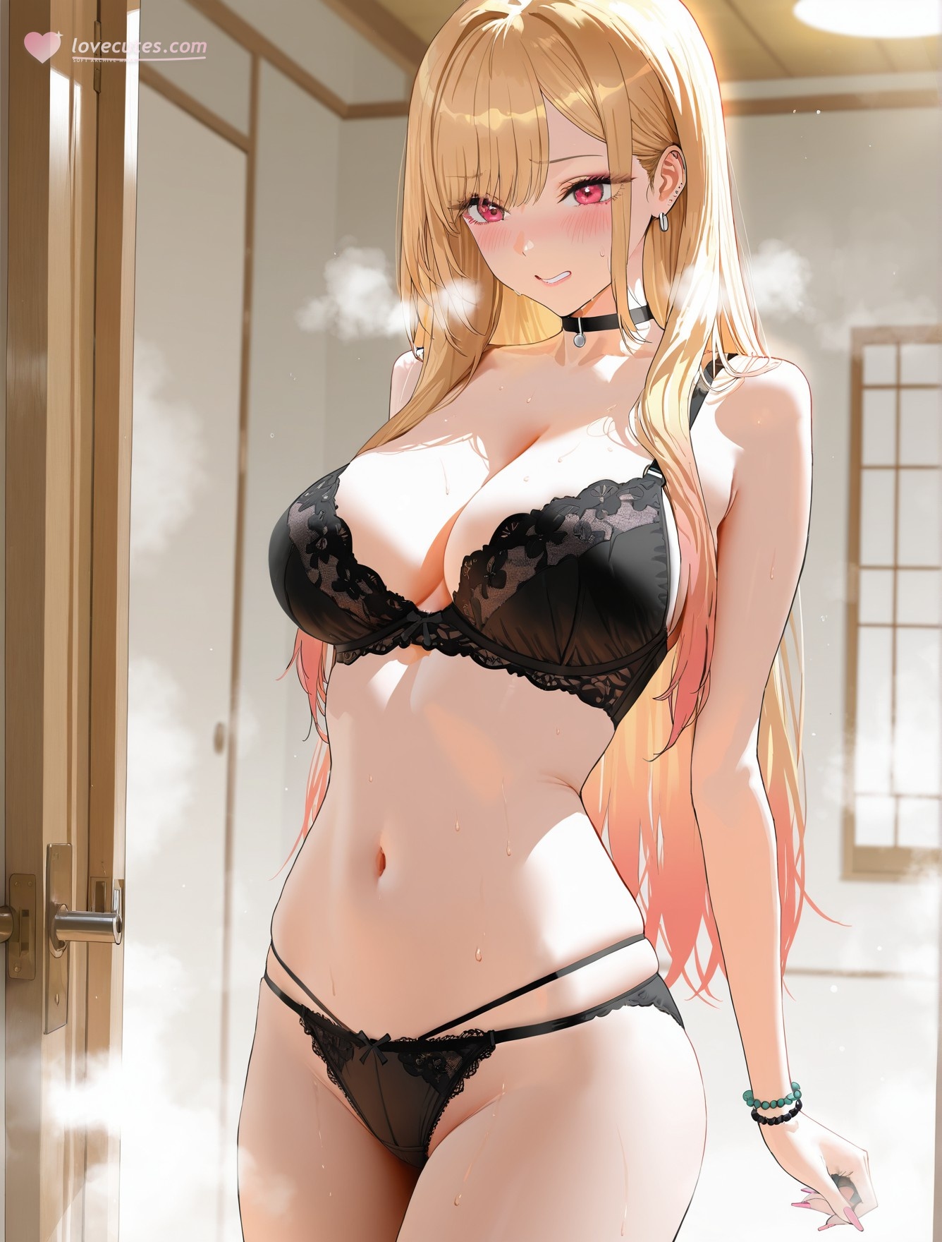 AI Generated Anime Girl - 更衣人偶坠入爱河 喜多川海梦：黑丝蕾丝内衣露穴 162P