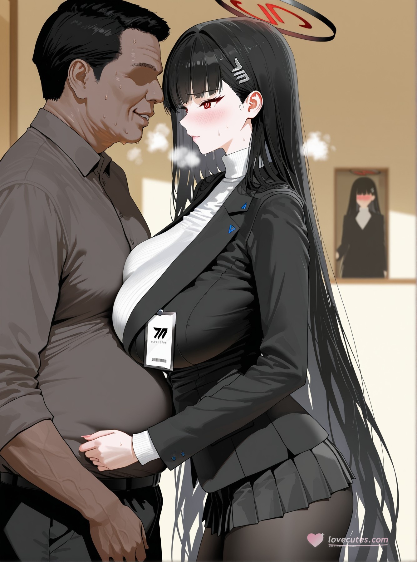 'สาวอนิเมะที่สร้างโดย AI - 碧蓝档案 ริโอะ ทสึกัตสึกิ 2: ถุงน่องดำรัดรูป 142P'