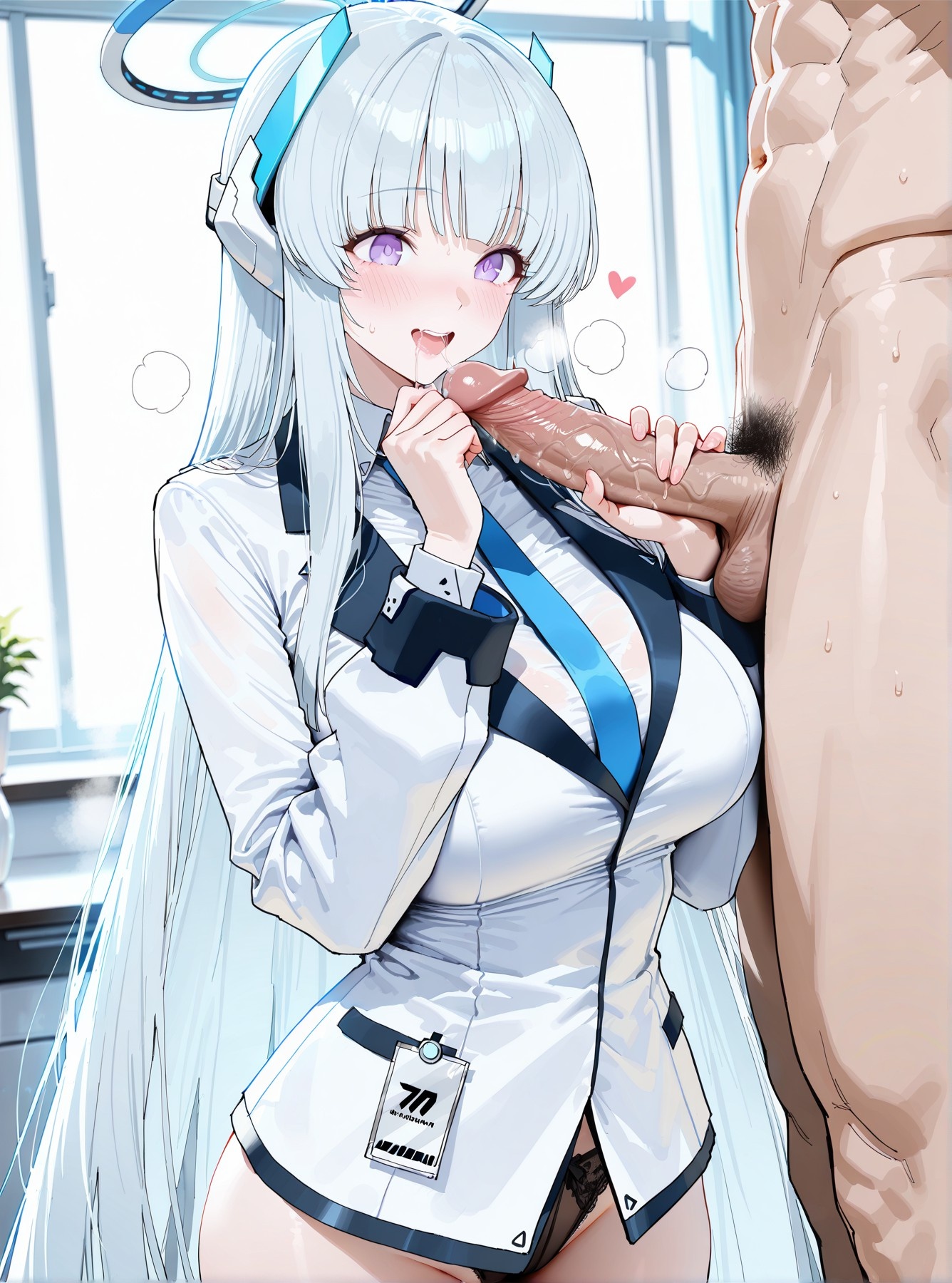 AI สร้างสาวอนิเมะ - 碧蓝档案 Ushio Noa: ชุดนักเรียนถุงน่องขาว露穴 145P
