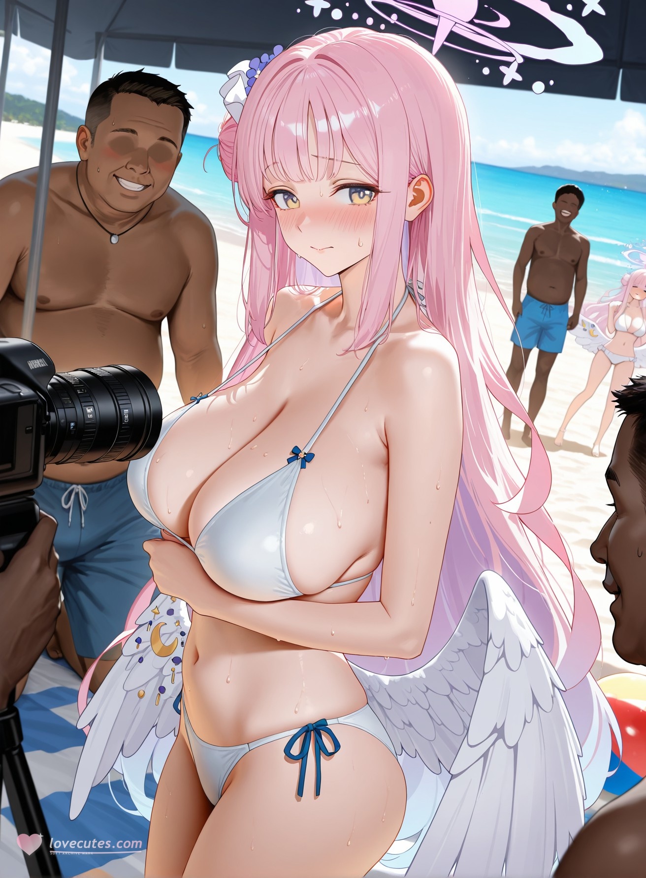 AI Generated Anime Girl - 碧蓝档案 圣园未花：泳装床拍露穴 240P