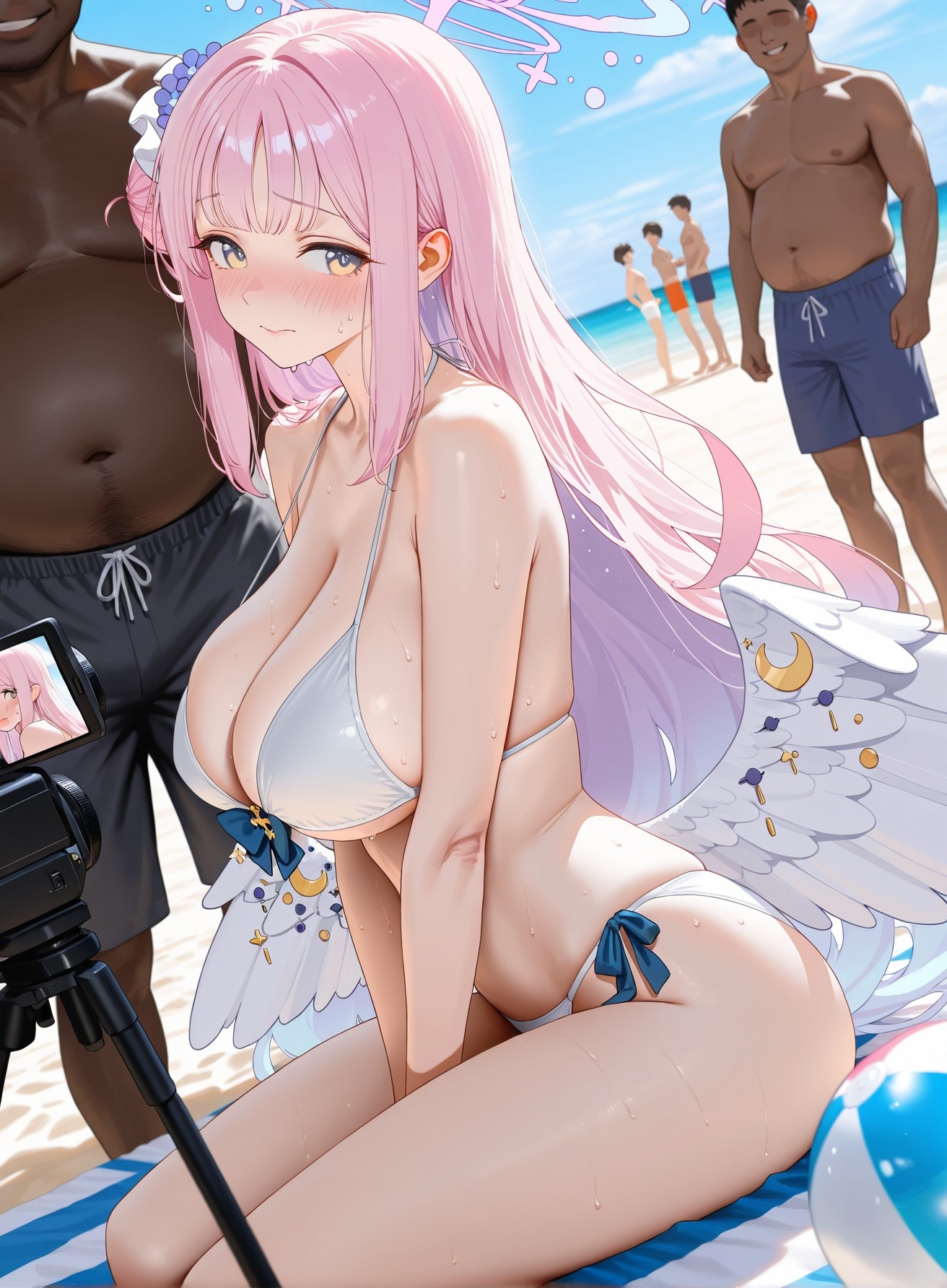 AI Generated Anime Girl - 碧蓝档案 圣园未花：泳装床拍露穴 240P
