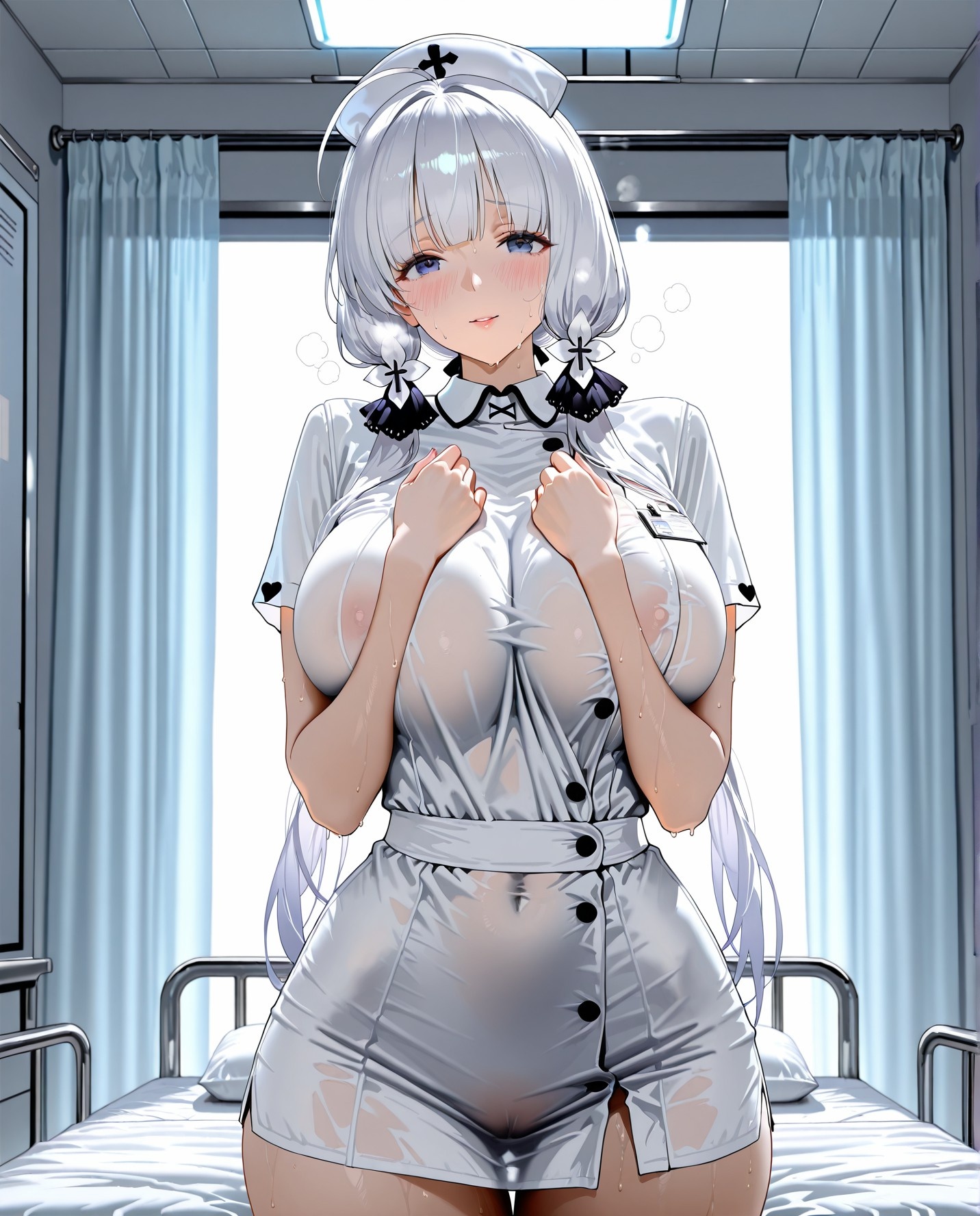 AI Generated Anime Girl - Azur Lane Light Cruiser: Nurse Outfit Swimsuit Bed Shots 211P