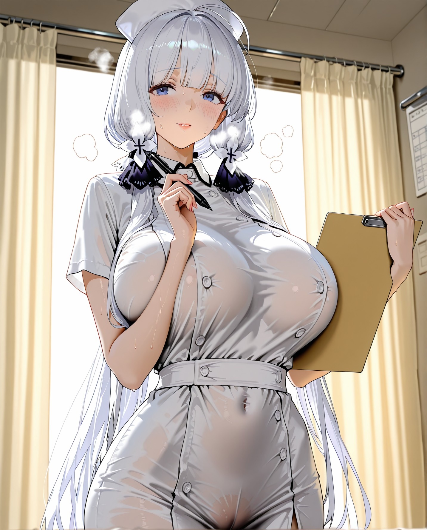 AI Generated Anime Girl - Azur Lane Light Cruiser: Nurse Outfit Swimsuit Bed Shots 211P