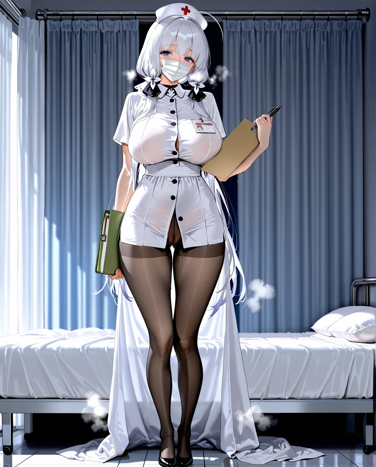 AI Generated Anime Girl - Azur Lane Light Cruiser: Nurse Outfit Swimsuit Bed Shots 211P