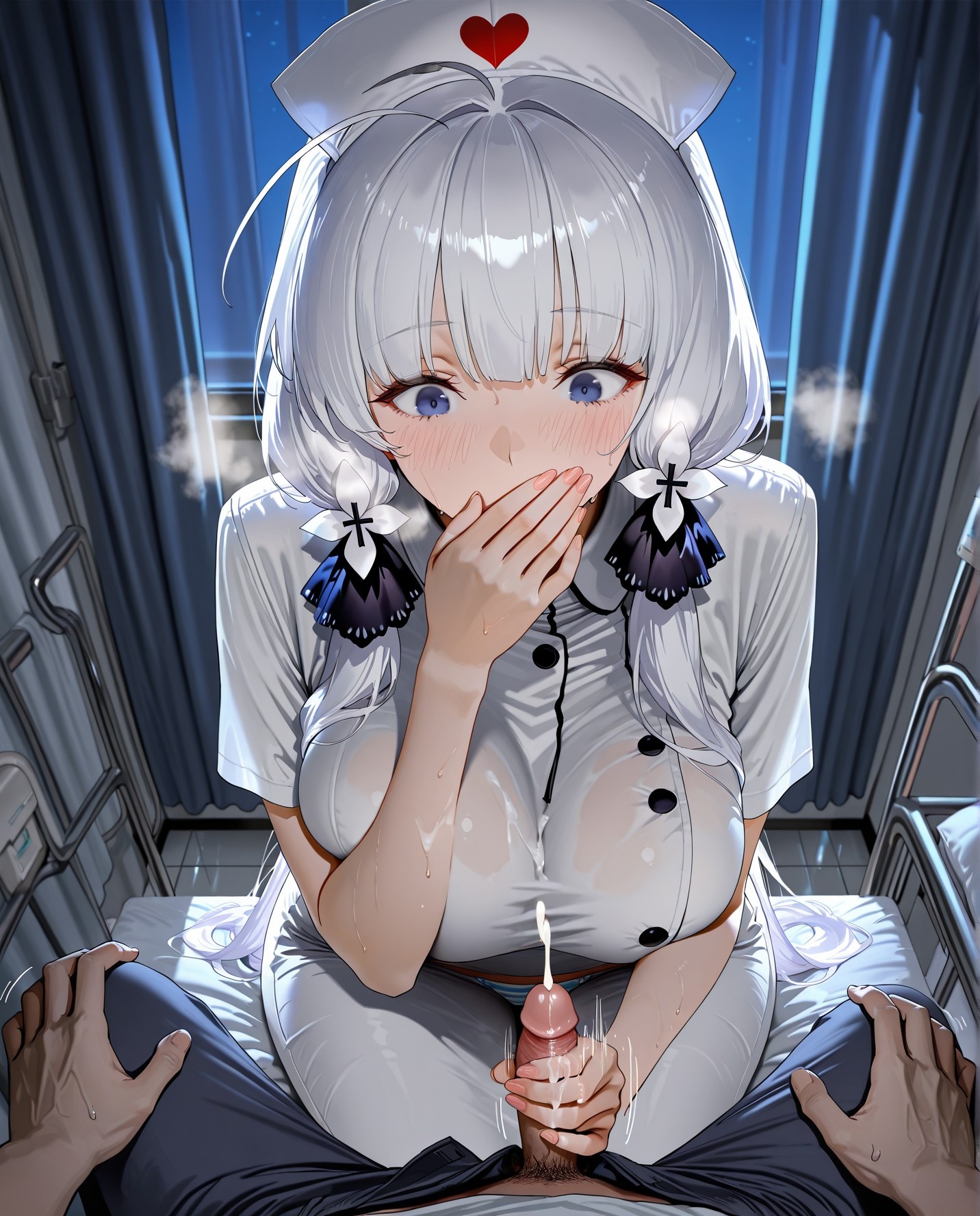 AI Generated Anime Girl - Azur Lane Light Cruiser: Nurse Outfit Swimsuit Bed Shots 211P