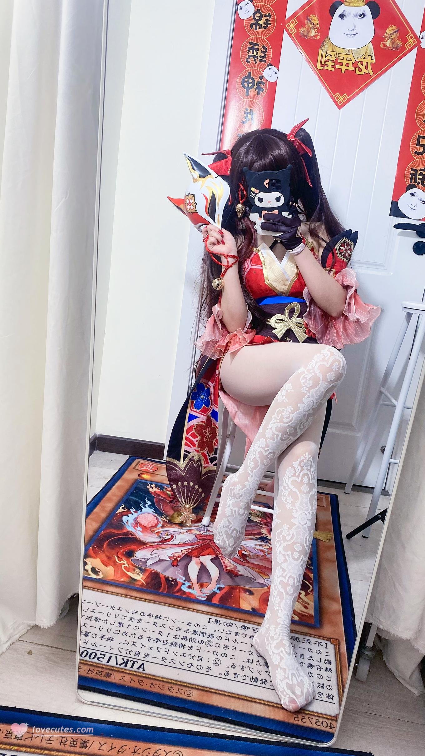 [cosplay] 白栎Shirly - 崩坏星穹铁道 花火：黑白丝袜美腿足控还原 53P3V