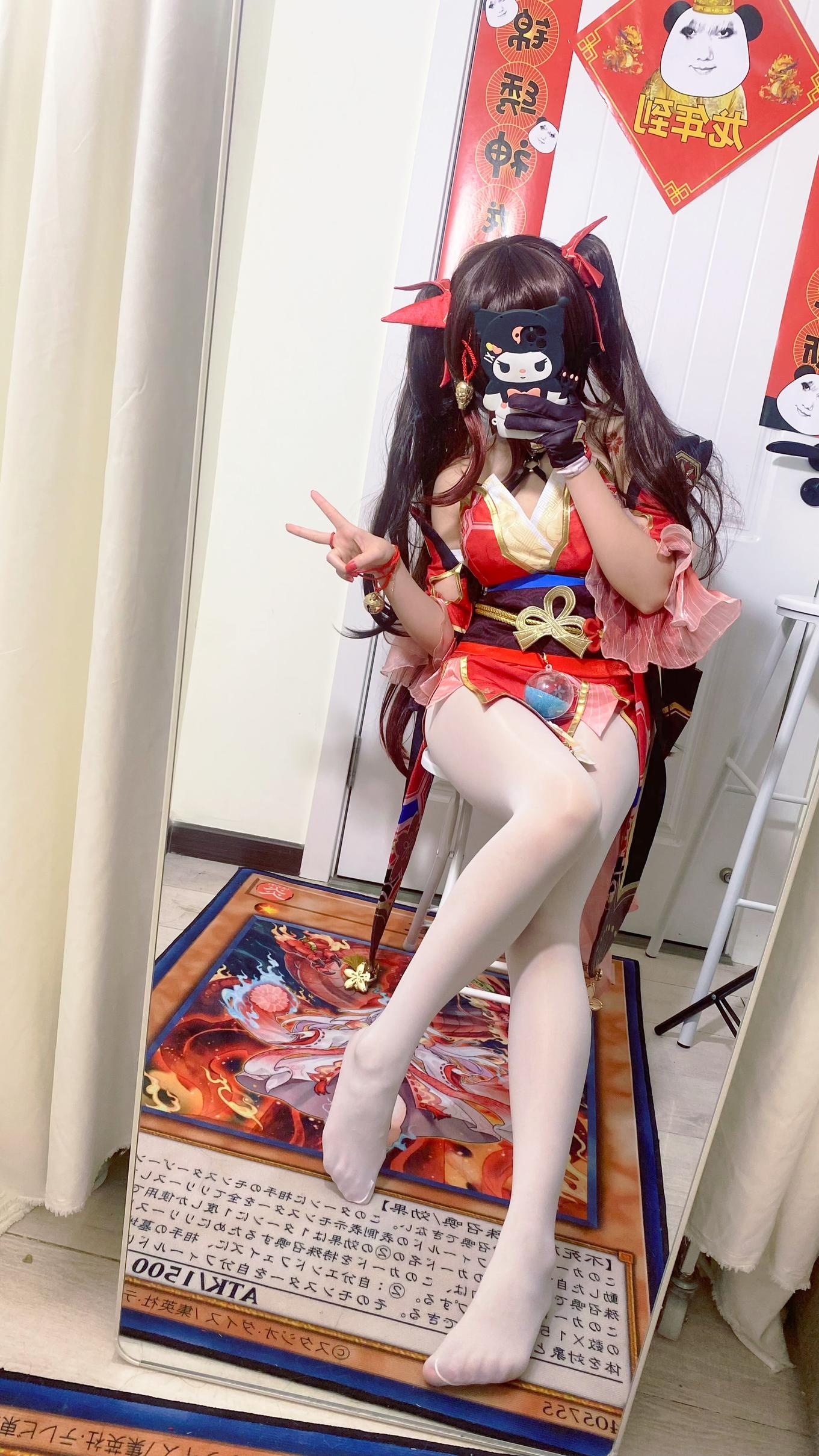 【コスプレ】白栎Shirly - 崩壊：星穹鉄道 花火 黒白ストッキング美脚再現 53P3V