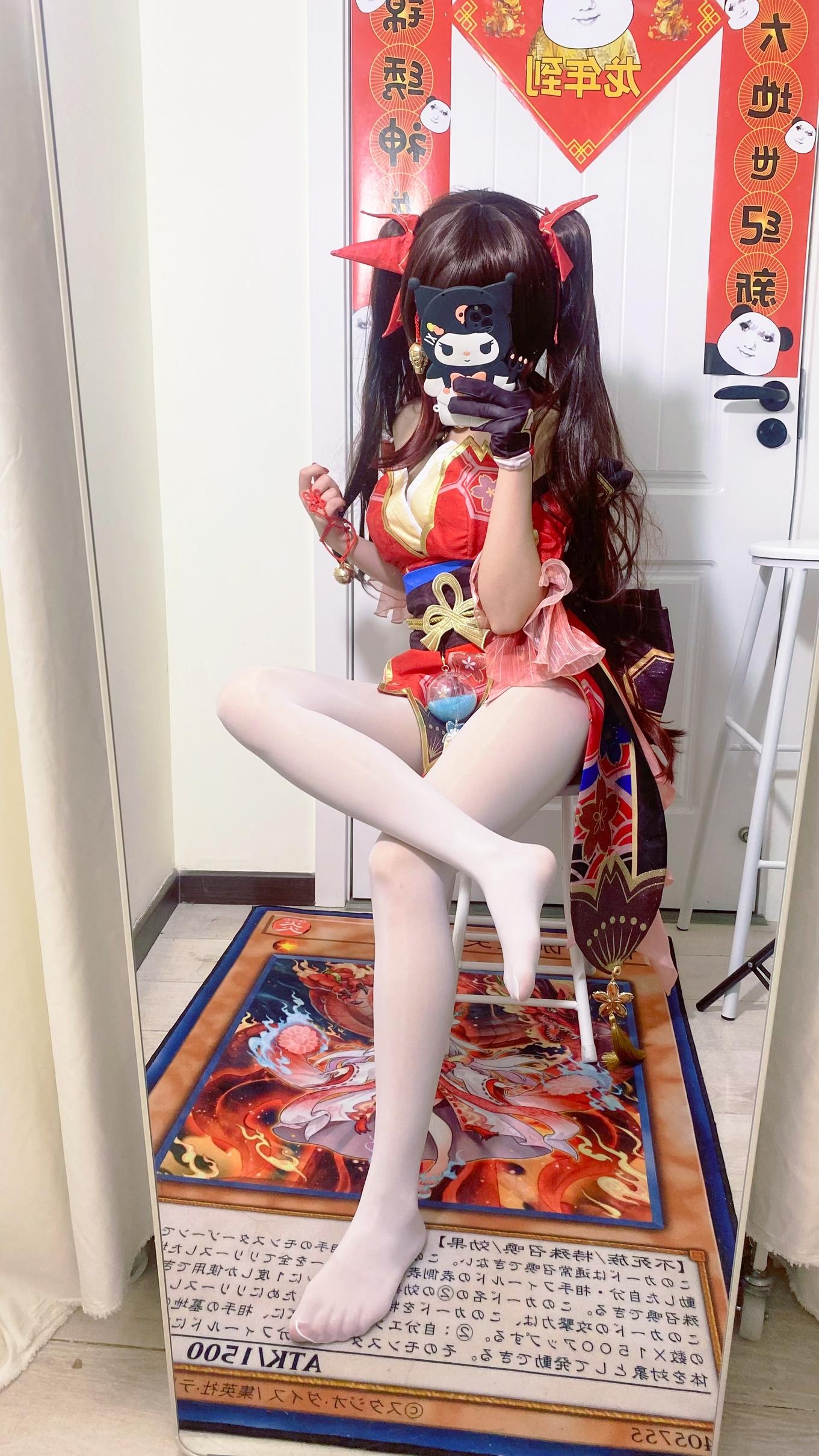 【コスプレ】白栎Shirly - 崩壊：星穹鉄道 花火 黒白ストッキング美脚再現 53P3V