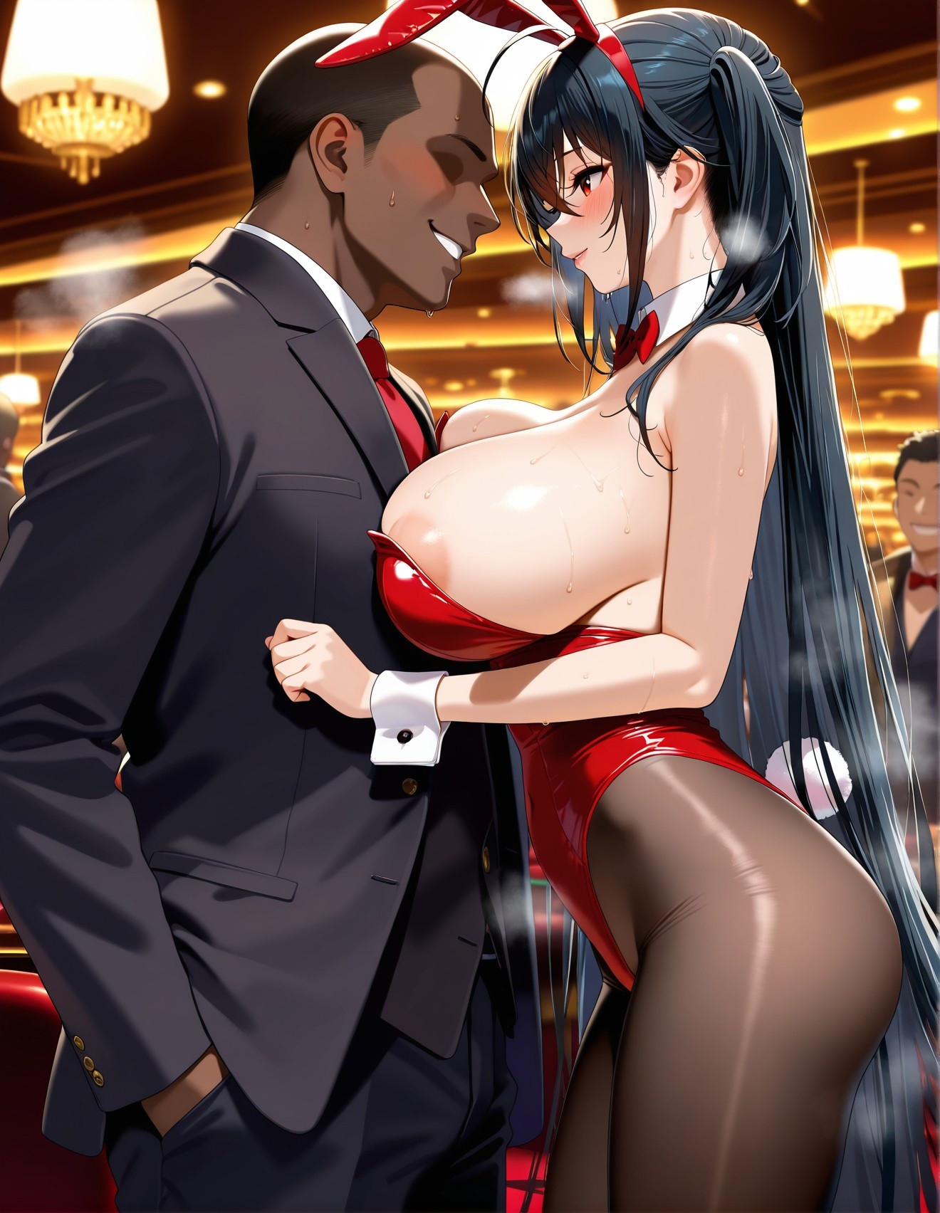 AI Generated Anime Girl - Azur Lane Da Feng 2: Black Stockings Bodysuit Reveal 197P