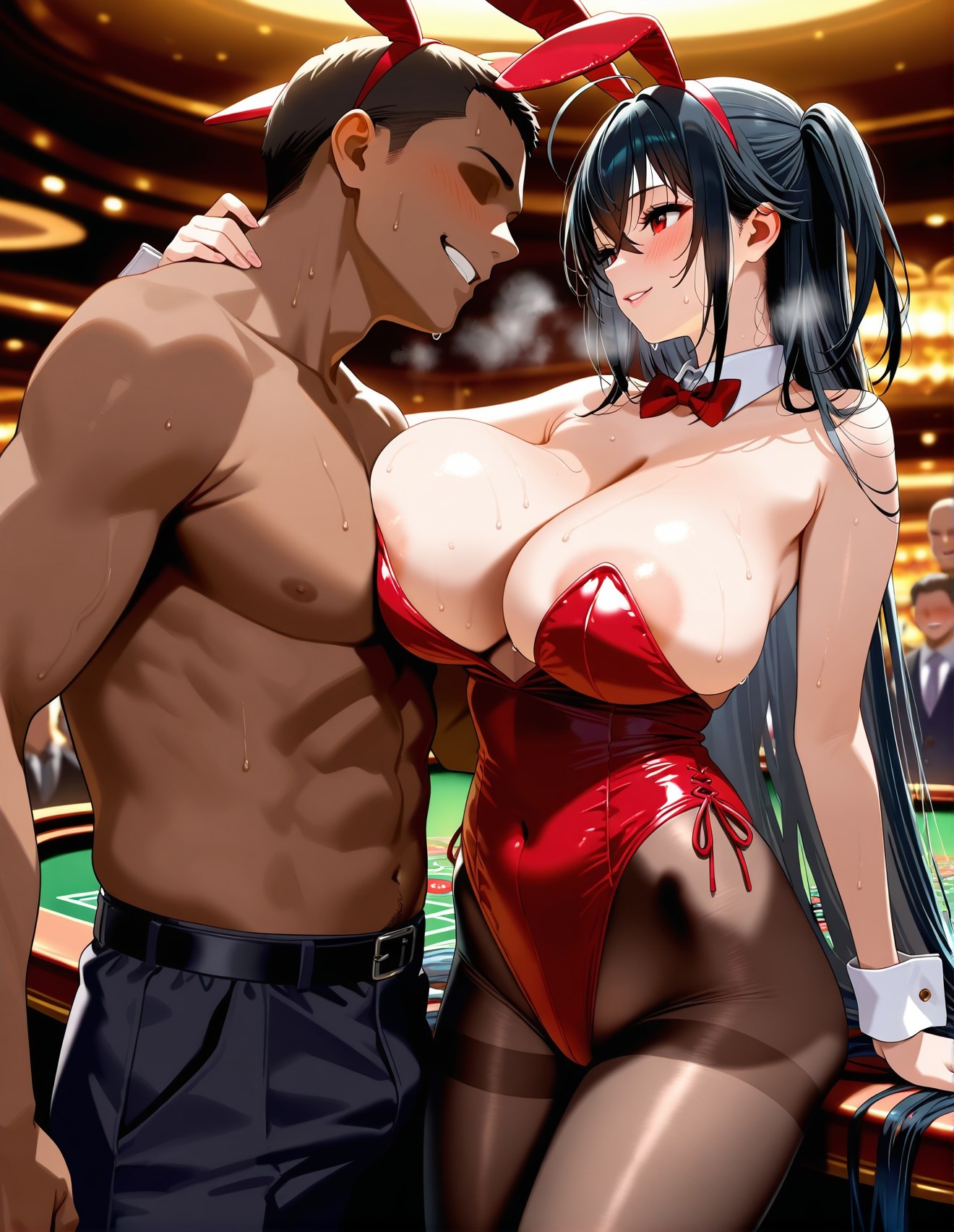 AI Generated Anime Girl - Azur Lane Da Feng 2: Black Stockings Bodysuit Reveal 197P