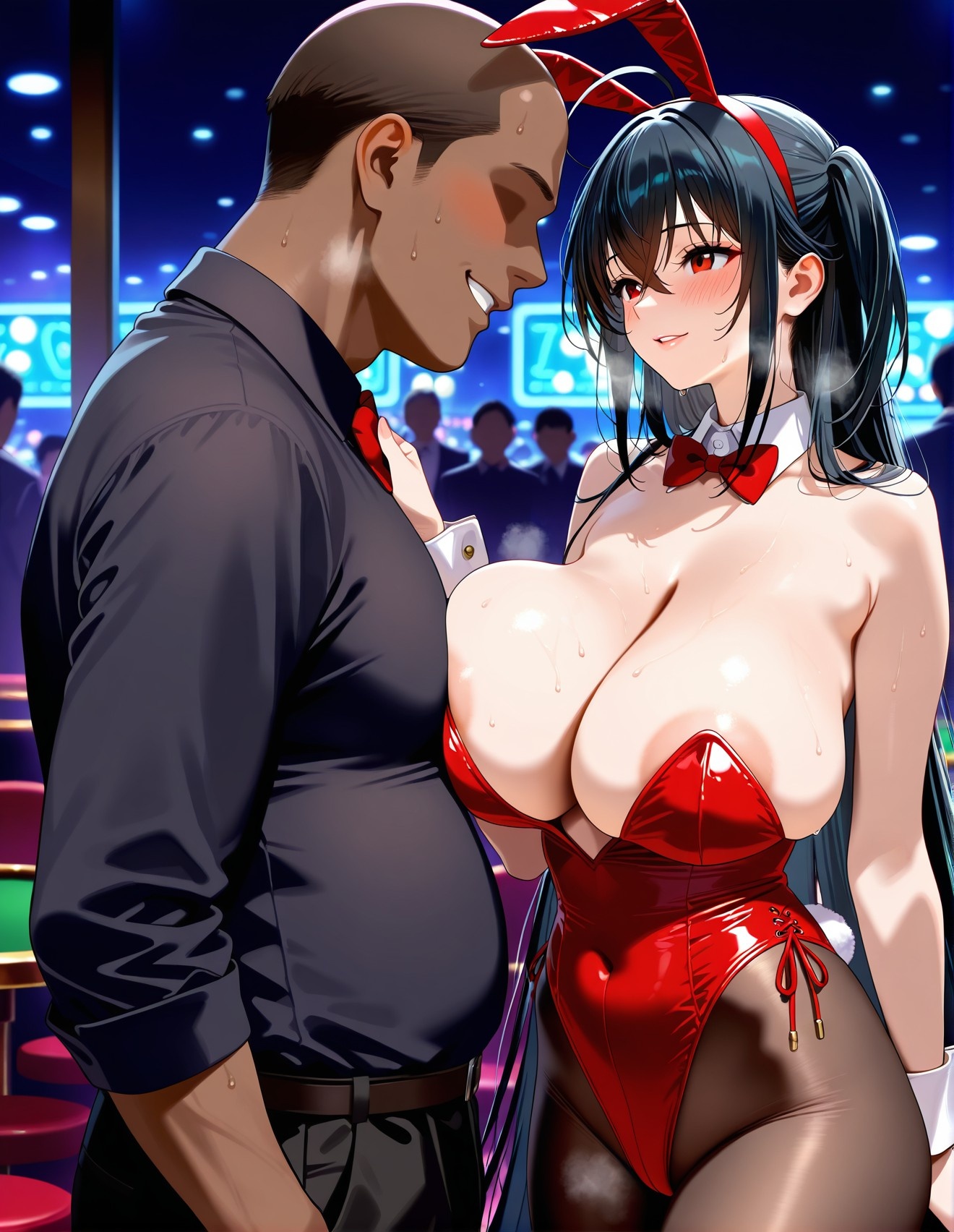 AI Generated Anime Girl - Azur Lane Da Feng 2: Black Stockings Bodysuit Reveal 197P