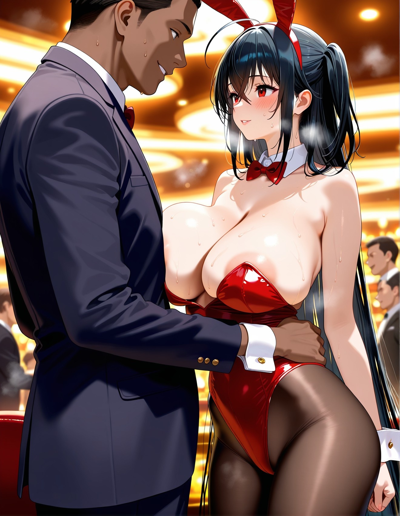 AI Generated Anime Girl - Azur Lane Da Feng 2: Black Stockings Bodysuit Reveal 197P