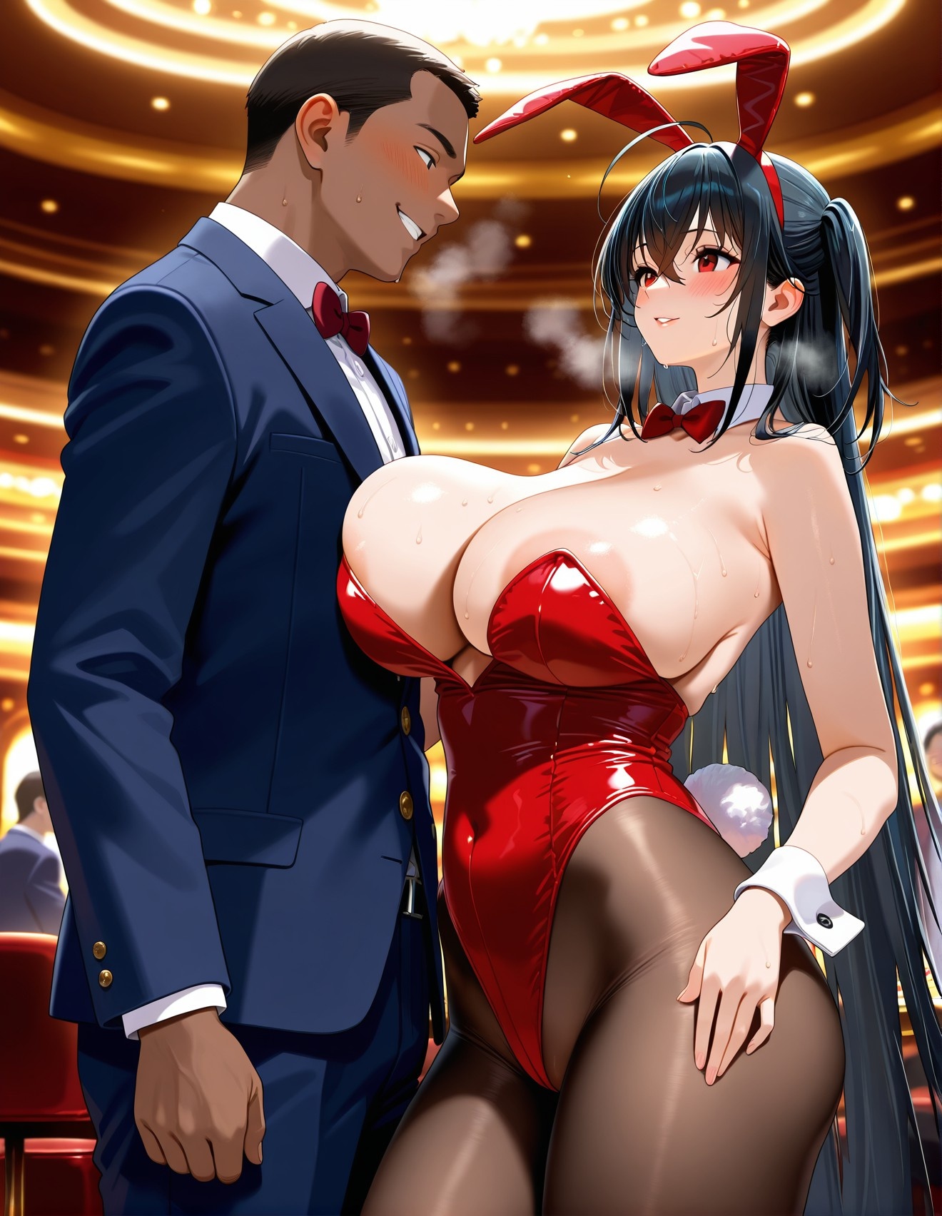 AI Generated Anime Girl - Azur Lane Da Feng 2: Black Stockings Bodysuit Reveal 197P