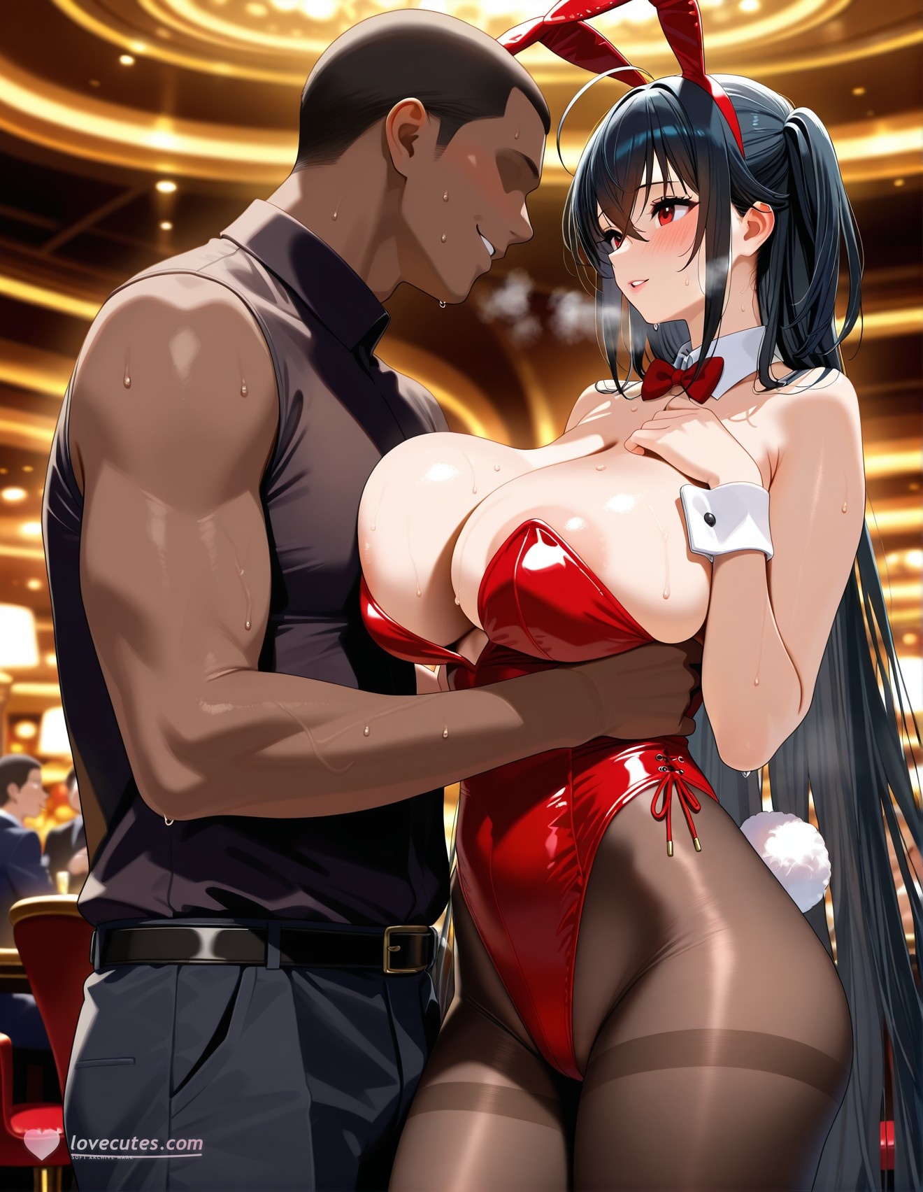 AI Generated Anime Girl - Azur Lane Da Feng 2: Black Stockings Bodysuit Reveal 197P