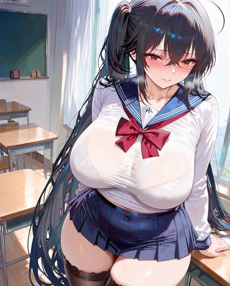AI Generated Anime Girl - Azur Lane Da Feng: Black Stockings Bodysuit Reveal 87P