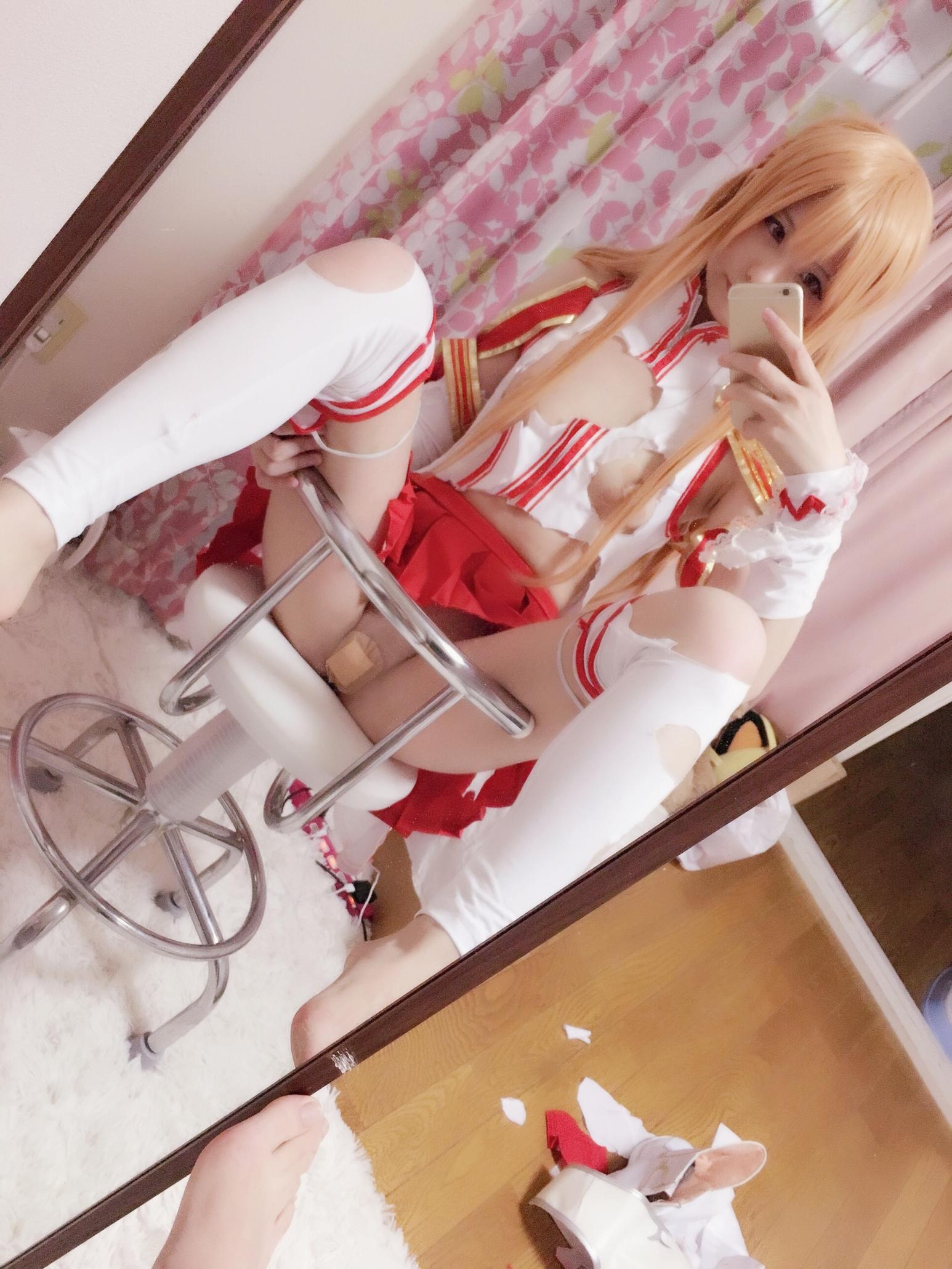 【コスプレ】習呆呆 - 刀剣神域 アスナ：白赤戦衣の大胆再現 34P2V