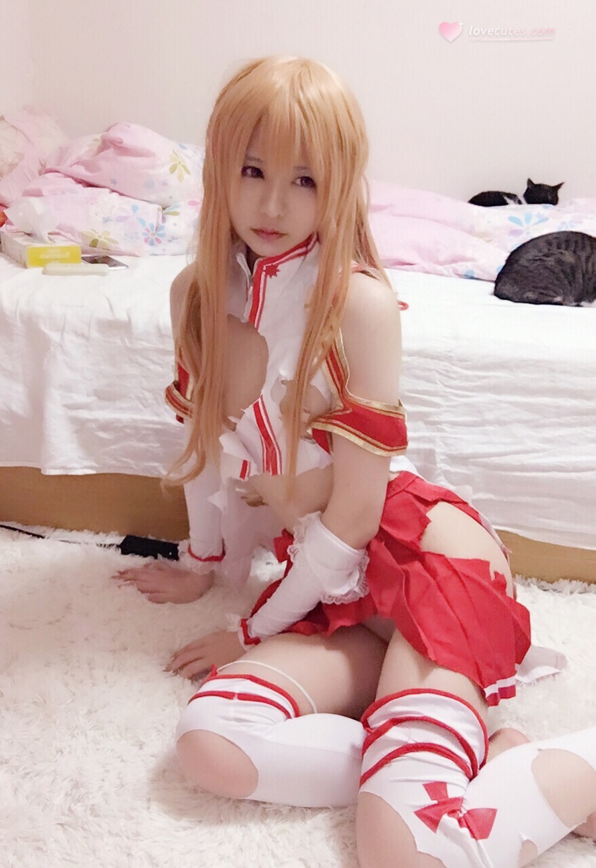 [cosplay] 习呆呆 - 刀剑神域 亚丝娜：白红战衣露点大尺度还原 34P2V