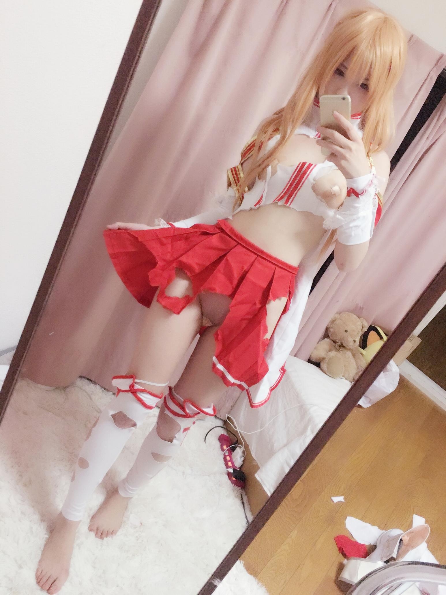 【コスプレ】習呆呆 - 刀剣神域 アスナ：白赤戦衣の大胆再現 34P2V