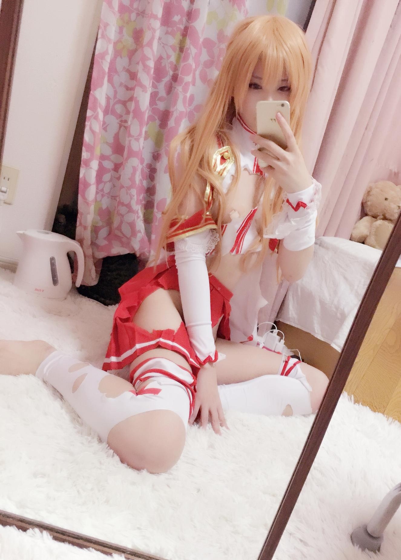 【コスプレ】習呆呆 - 刀剣神域 アスナ：白赤戦衣の大胆再現 34P2V