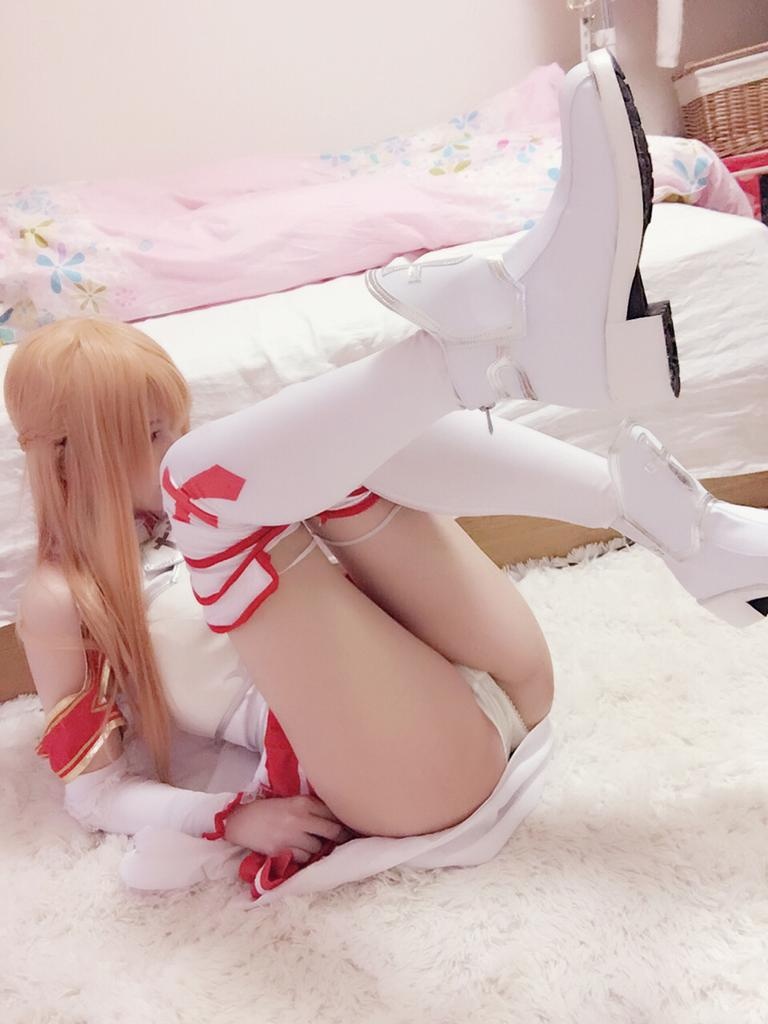 【コスプレ】習呆呆 - 刀剣神域 アスナ：白赤戦衣の大胆再現 34P2V