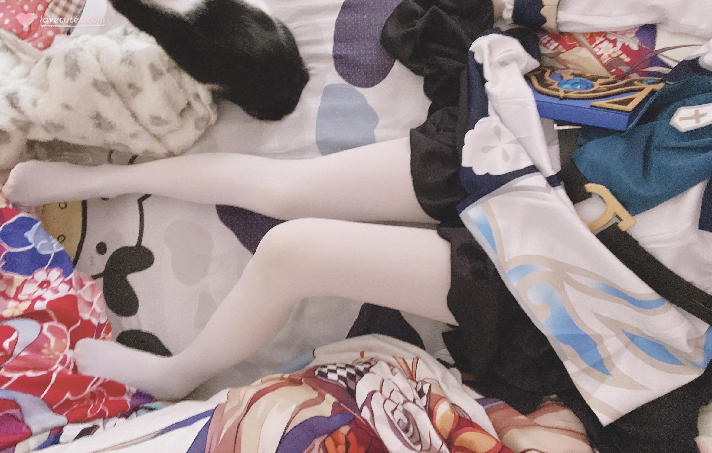 【Cosplay】習呆呆 - 原神 芭芭拉：白絲露點美腿大尺度還原 52P2V