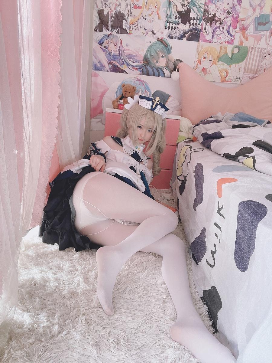 【Cosplay】習呆呆 - 原神 芭芭拉：白絲露點美腿大尺度還原 52P2V