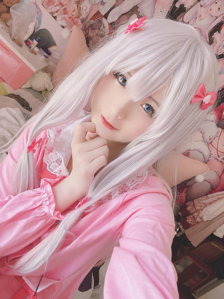 '[cosplay] 习呆呆 - Izumi Sagiri: Bộ đồ ngủ hồng tái hiện nóng bỏng 64P1V'