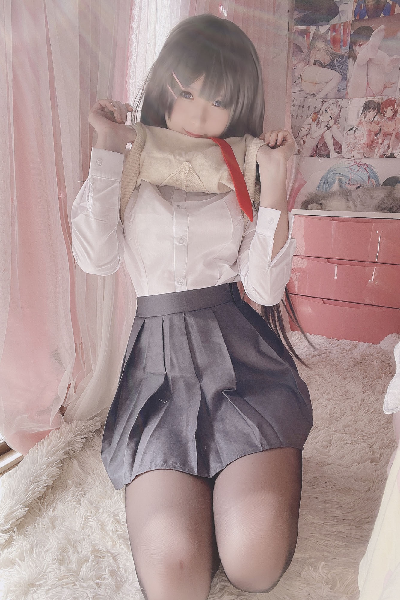 [คอสเพลย์] 习呆呆 - ซากุระจิ มะอิ: สาวกระต่ายใส่ถุงน่องดำสุดเซ็กซี่ 27P1V