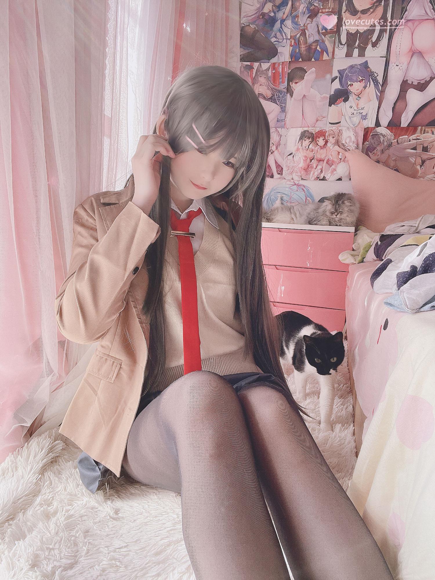 [คอสเพลย์] 习呆呆 - ซากุระจิ มะอิ: สาวกระต่ายใส่ถุงน่องดำสุดเซ็กซี่ 27P1V