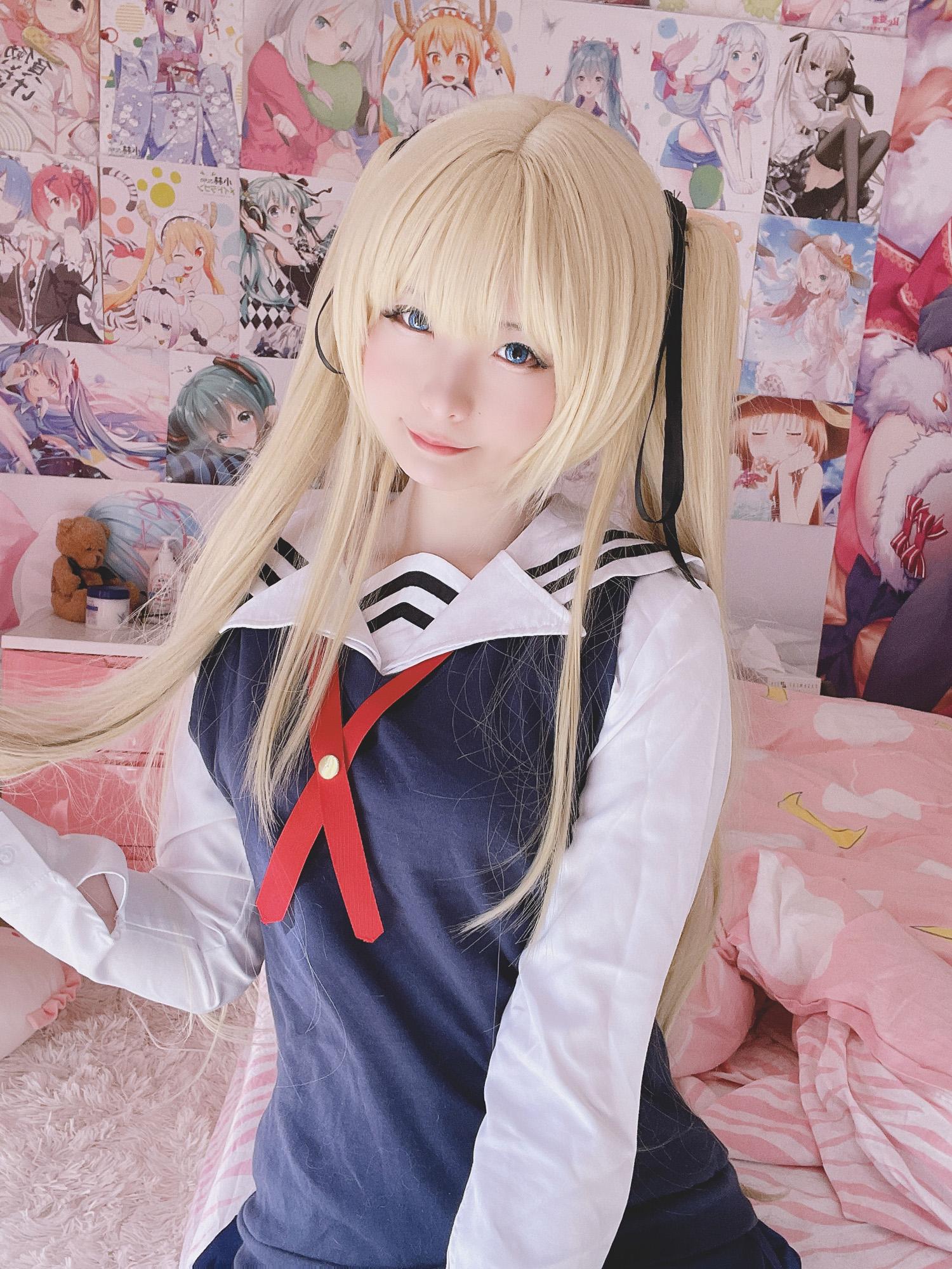 【Cosplay】習呆呆 - 英梨梨：制服黑絲露點大尺度還原 45P2V