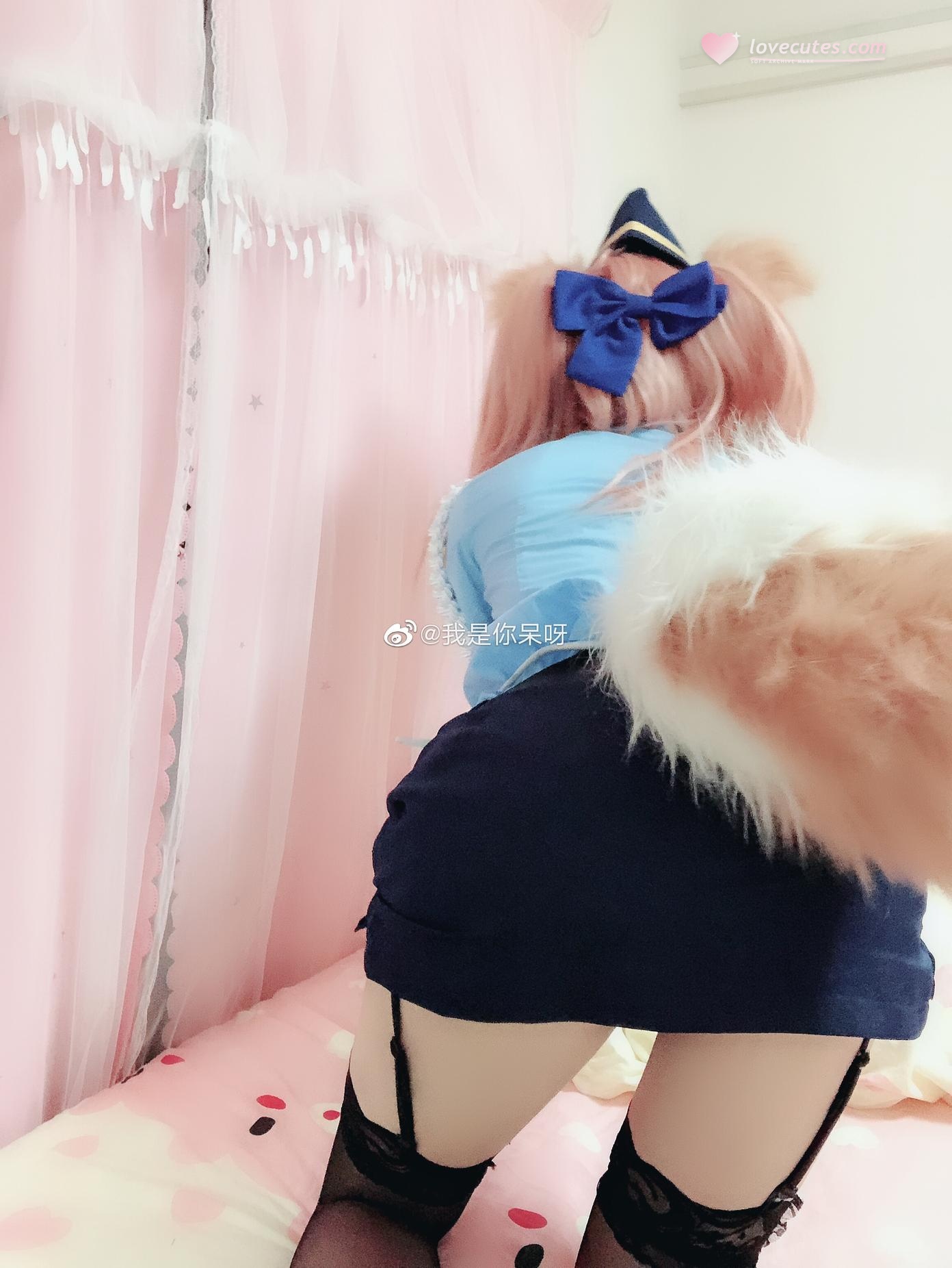 [Cosplay] Xi Daidai - Fate Tamamo-no-Mae: Police Uniform, Animal Ears, Black Stockings, Beautiful Legs Restoration 27P2V