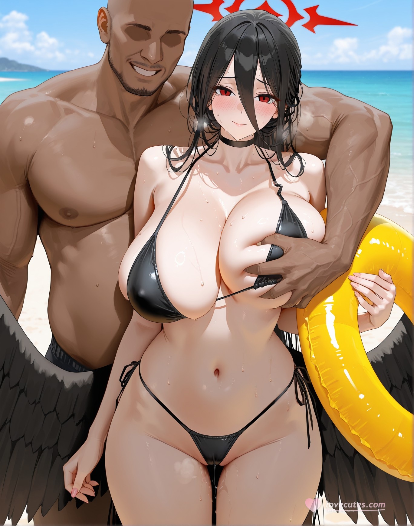 AI Generated Anime Girl - 陌生地点NTR：泳装双马尾露穴 162P