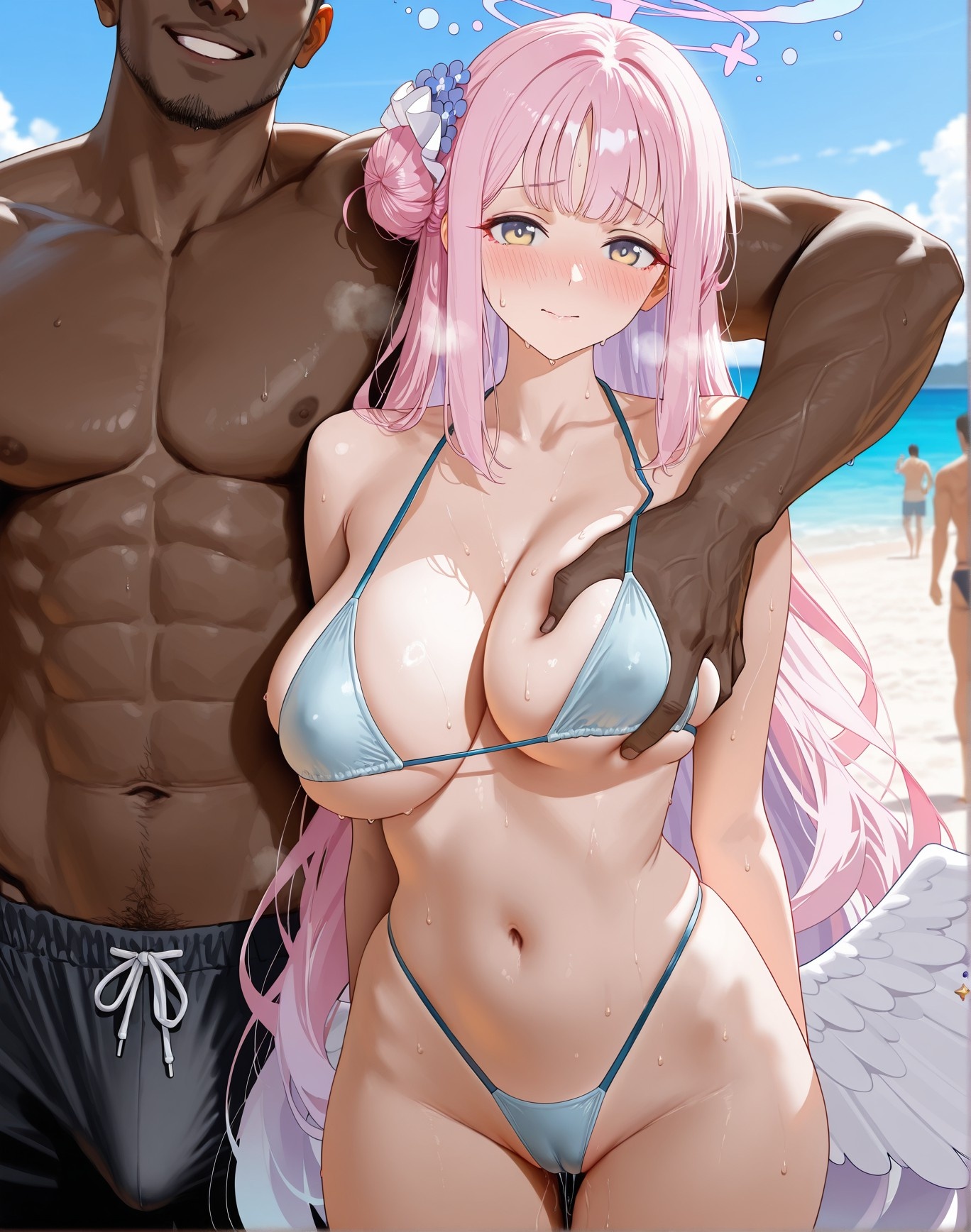 AI Generated Anime Girl - 陌生地点NTR：泳装双马尾露穴 162P