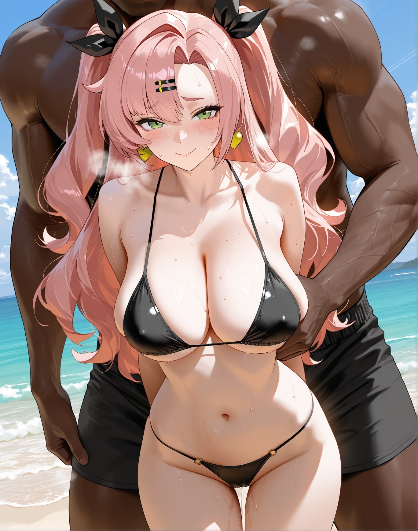 AI Generated Anime Girl - 陌生地点NTR：泳装双马尾露穴 162P