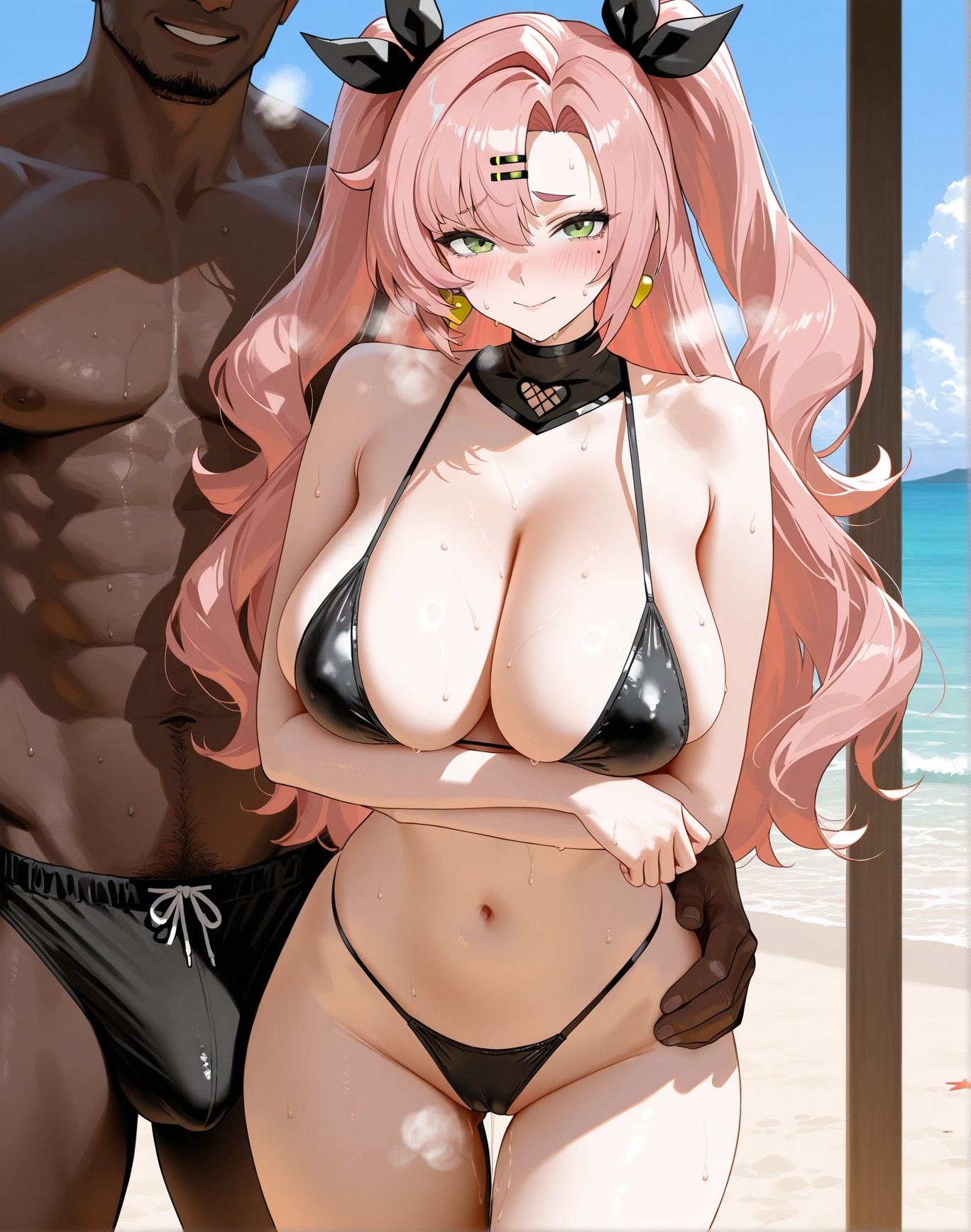 AI Generated Anime Girl - 陌生地点NTR：泳装双马尾露穴 162P