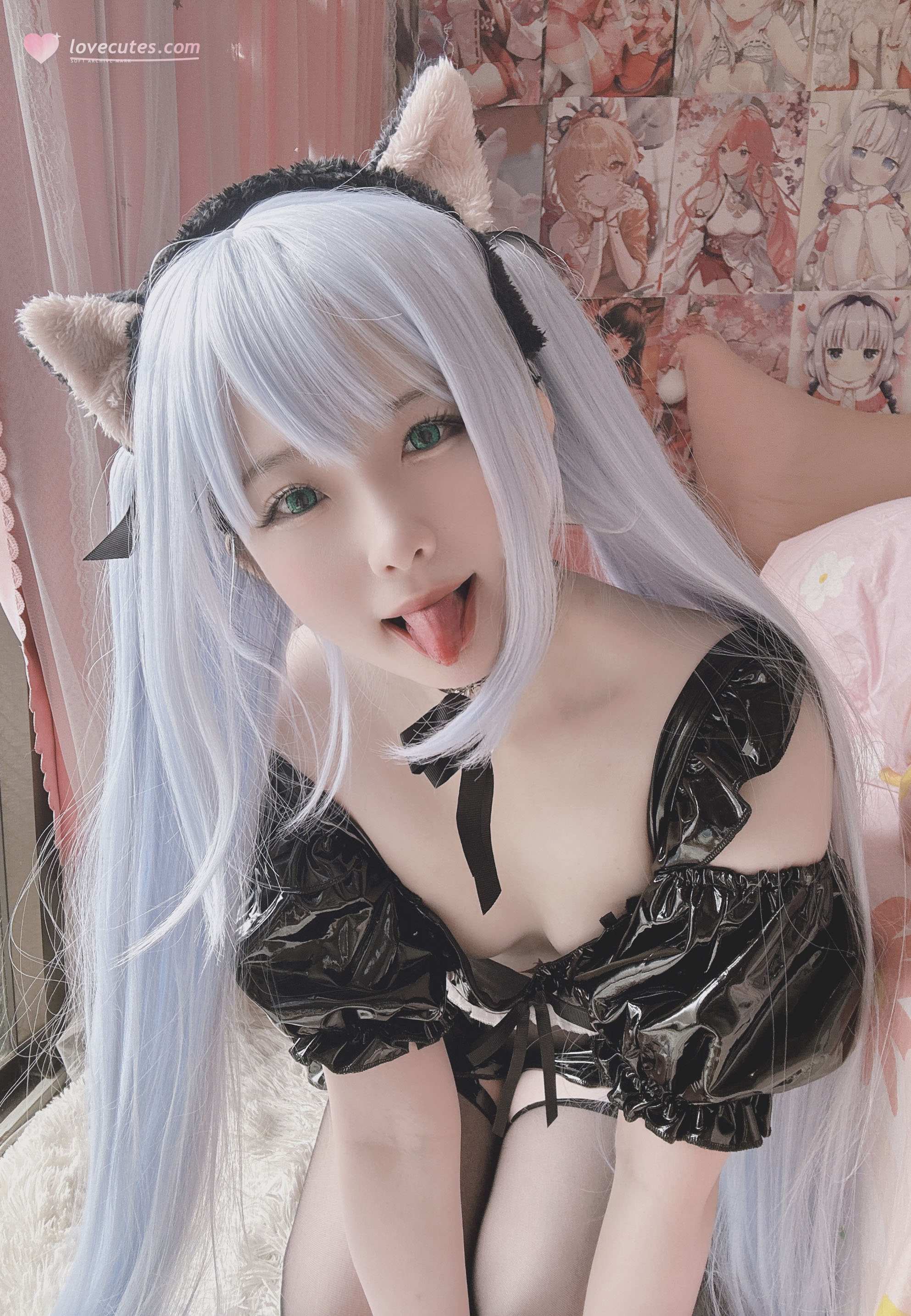【Cosplay】習呆呆 - ジェーナス：貓耳薄紗黑絲大尺度還原 24P2V