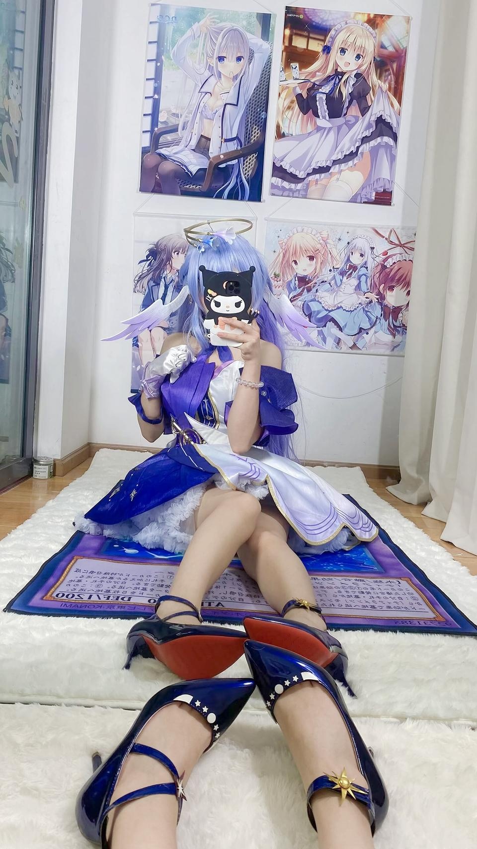 [คอสเพลย์] 白栎Shirly - 崩坏星穹铁道 รู้กวาง: ชุดกระโปรงสีม่วงขาวและขาเรียวสวย 40P6V