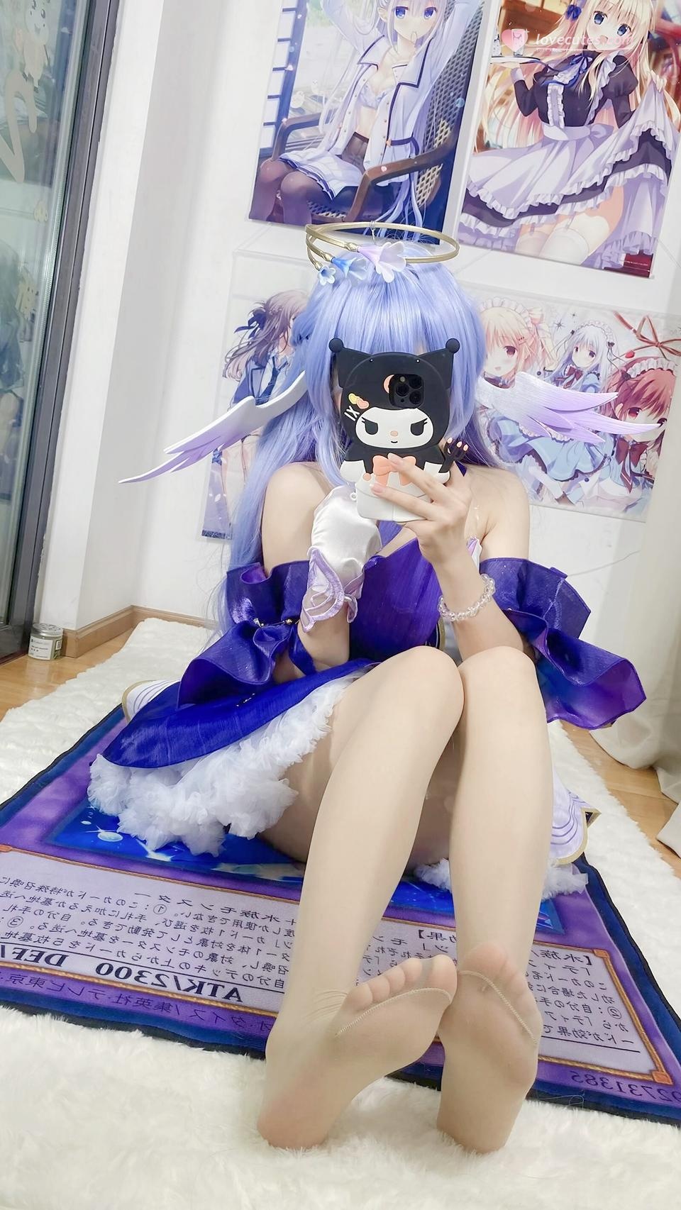 [คอสเพลย์] 白栎Shirly - 崩坏星穹铁道 รู้กวาง: ชุดกระโปรงสีม่วงขาวและขาเรียวสวย 40P6V