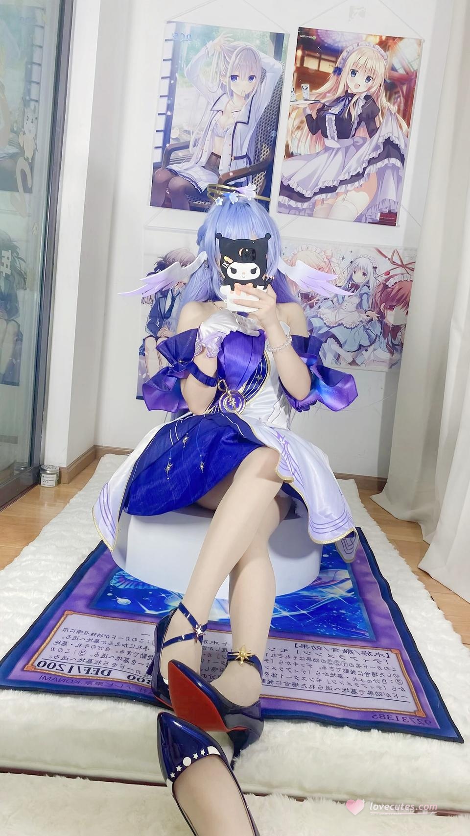[คอสเพลย์] 白栎Shirly - 崩坏星穹铁道 รู้กวาง: ชุดกระโปรงสีม่วงขาวและขาเรียวสวย 40P6V