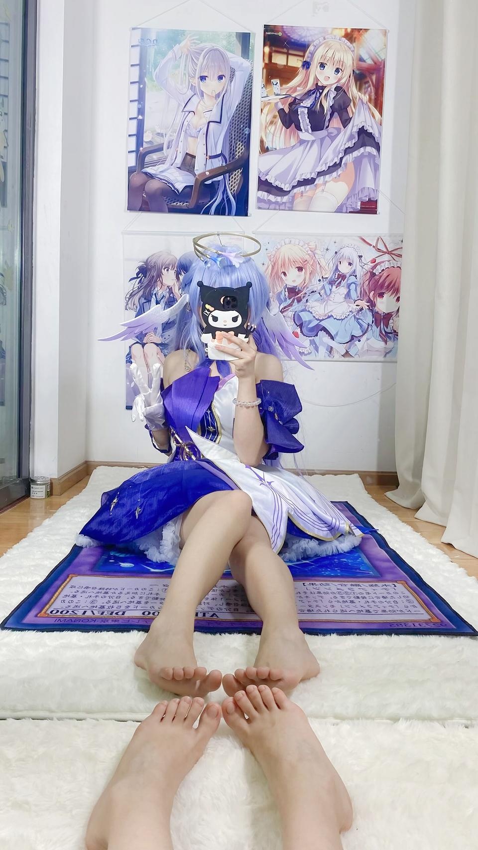 [คอสเพลย์] 白栎Shirly - 崩坏星穹铁道 รู้กวาง: ชุดกระโปรงสีม่วงขาวและขาเรียวสวย 40P6V
