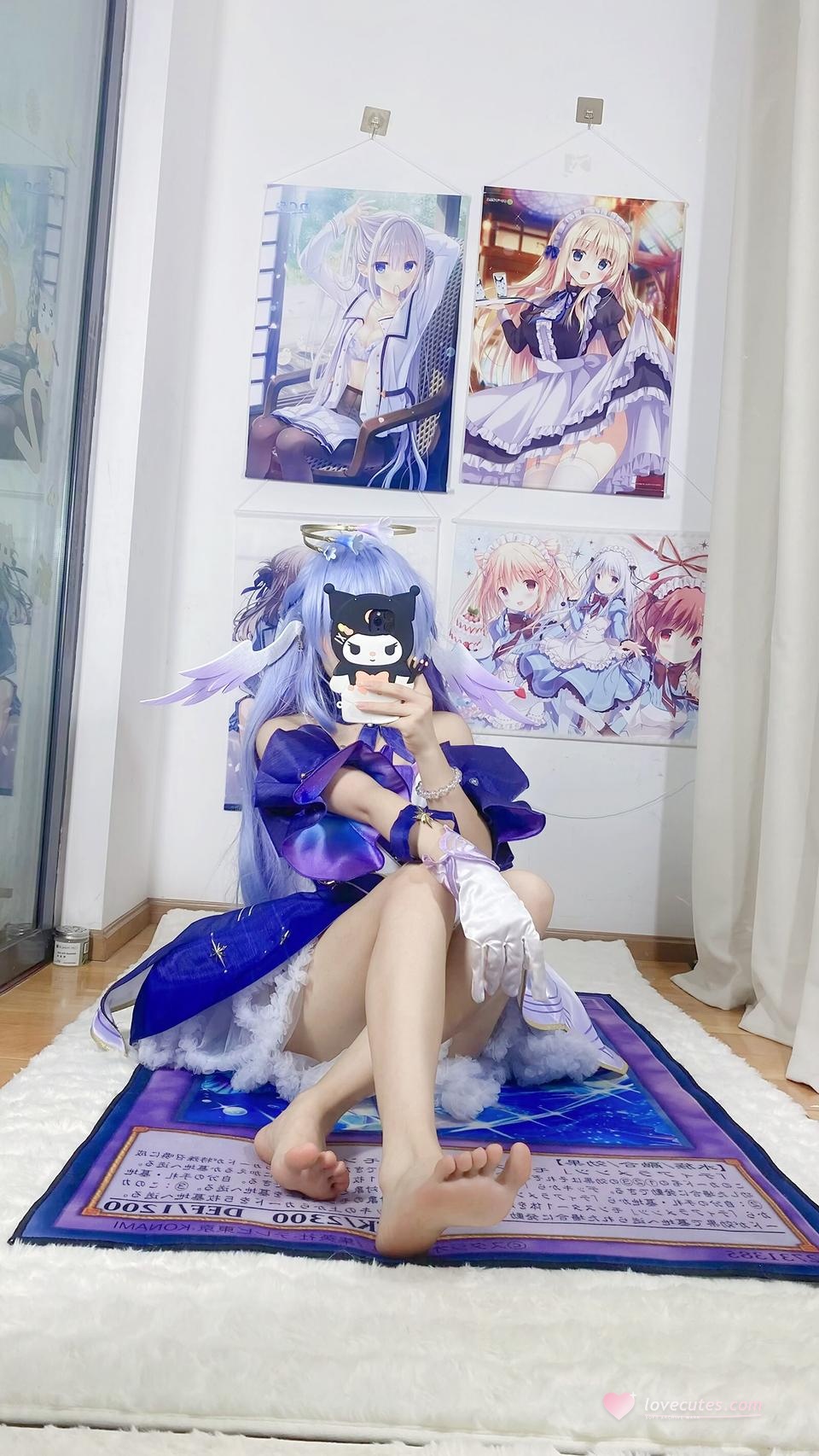 [คอสเพลย์] 白栎Shirly - 崩坏星穹铁道 รู้กวาง: ชุดกระโปรงสีม่วงขาวและขาเรียวสวย 40P6V