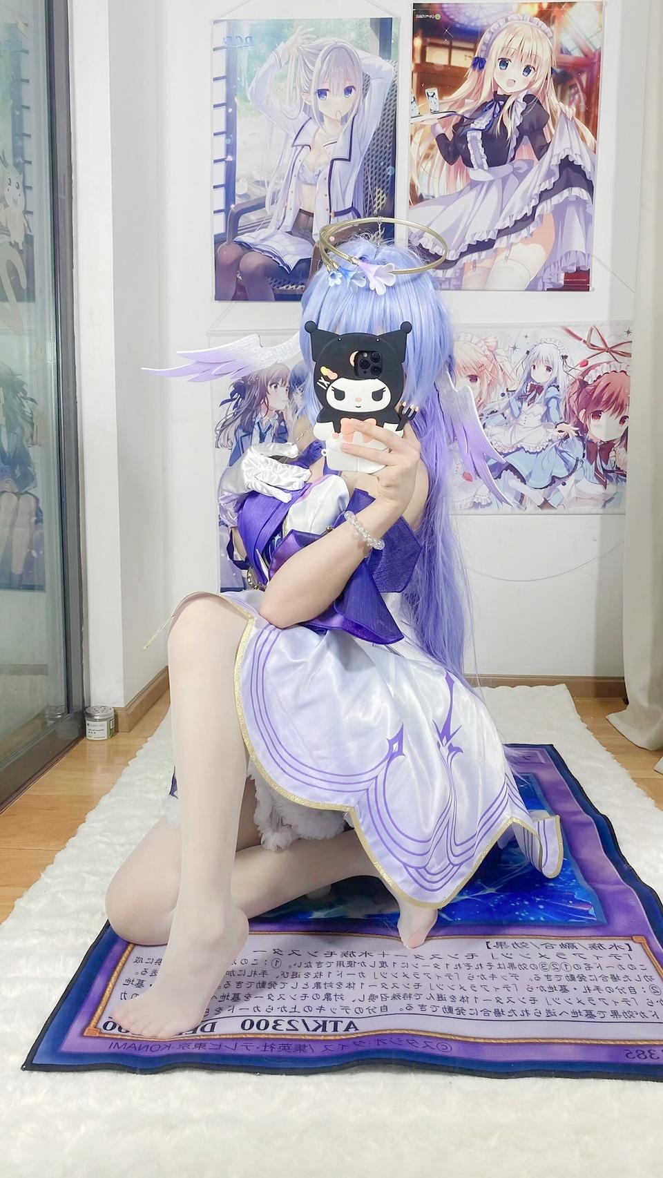 [คอสเพลย์] 白栎Shirly - 崩坏星穹铁道 รู้กวาง: ชุดกระโปรงสีม่วงขาวและขาเรียวสวย 40P6V